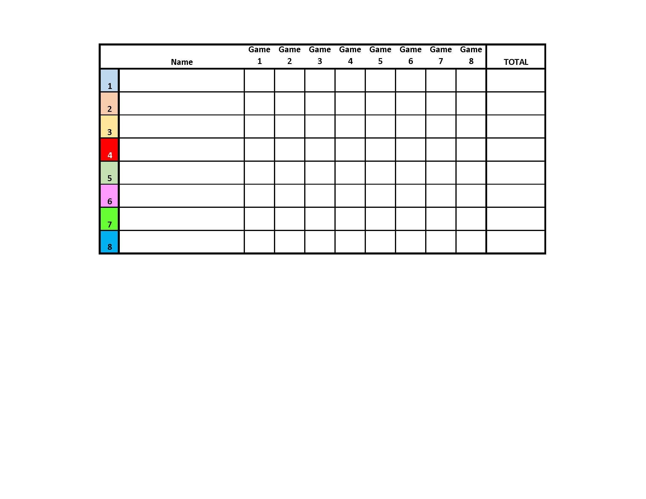 8 player Euchre Tournament Score Sheet And Rotations PDF Printable Color Etsy