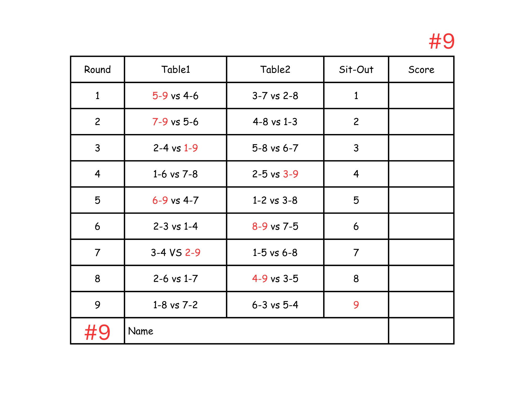 Free Euchre Score Sheets Print