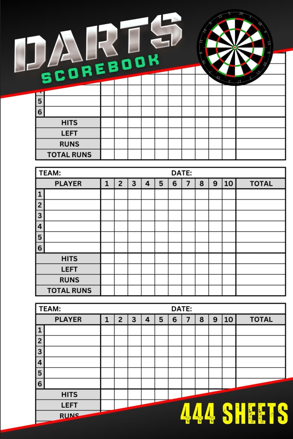 Amazon Darts Scorebook 444 Darts Score Sheets Logbook Size 6 X 9 Inches Darts Scoring Book Darts Score Notebook ARTSINNOV MY Books
