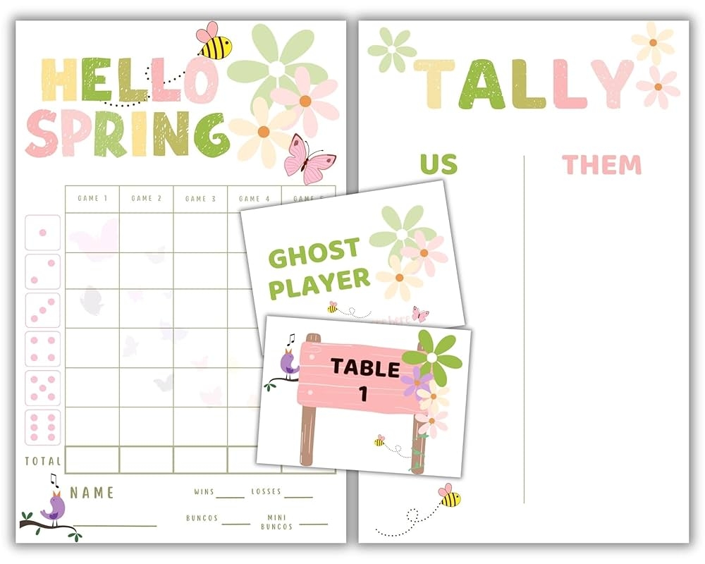 Printable Themed Bunco Score Sheets