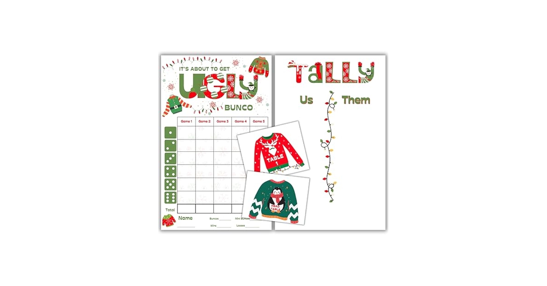 Ugly Sweater Bunco Score Sheets Ugly Sweater Bunco Score Sheets