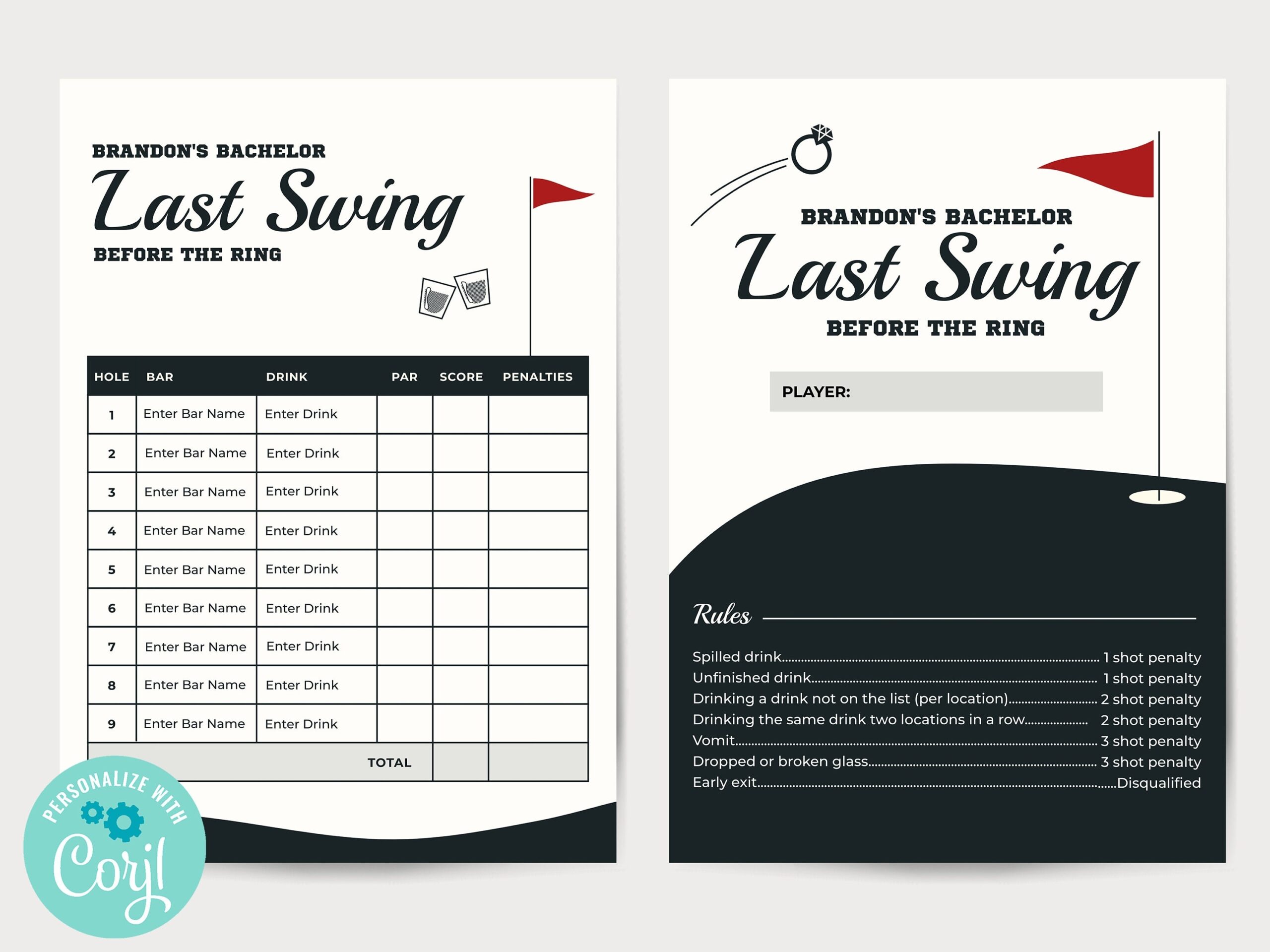 Bachelor Golf Bar Crawl Score Card Last Swing Before The Ring Editable Bachelor Party Pub Crawl Golf Game Golf Bachelor Game Digital File Etsy Canada