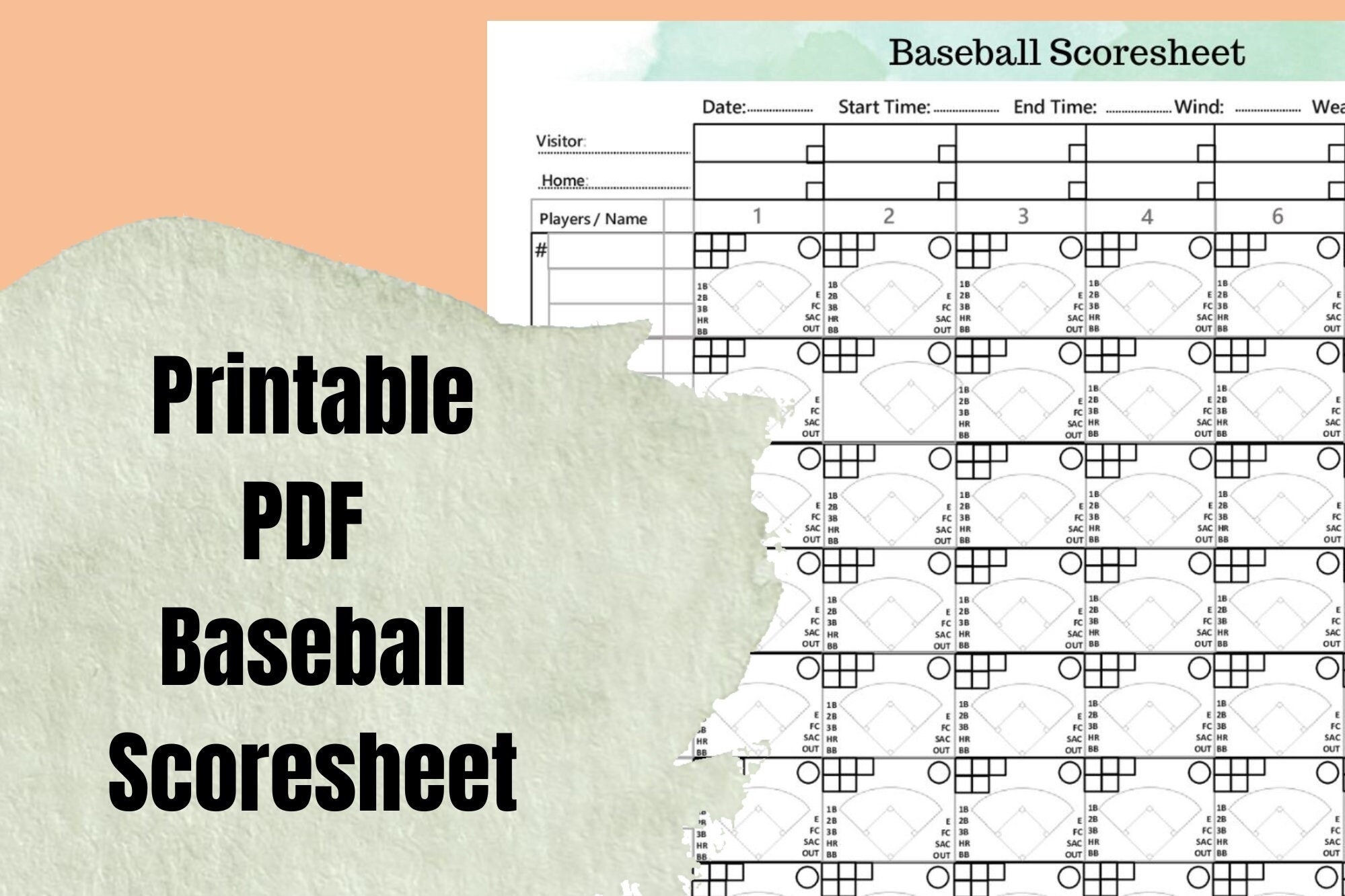Baseball Score Sheet Etsy UK