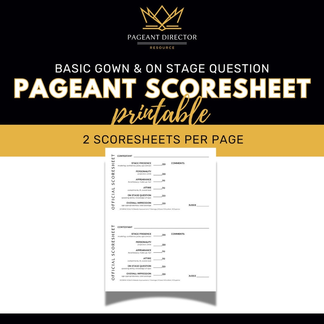 Basic Gown U0026 On Stage Scoresheet Pageant Director Resource Digital Download Printable Etsy