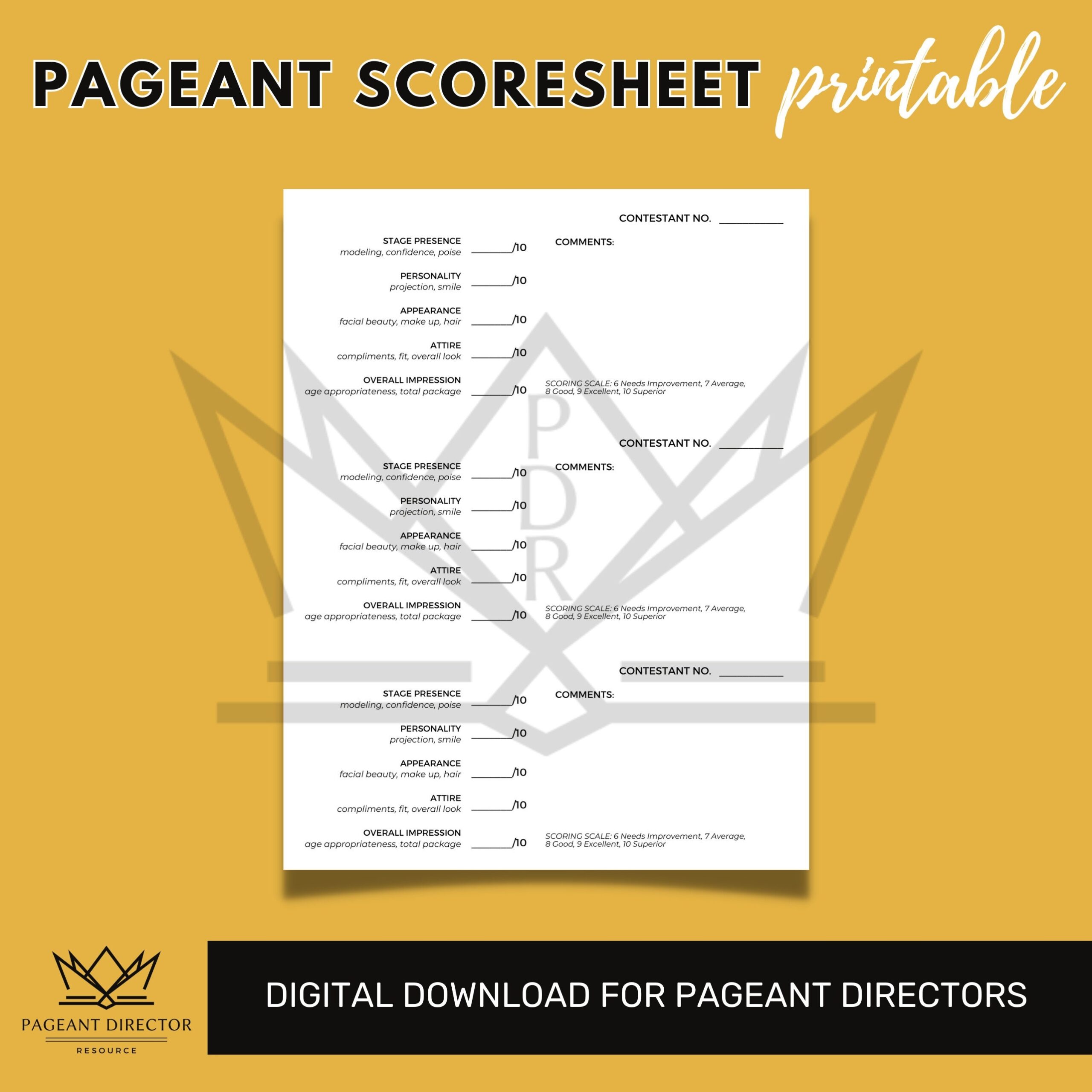 Basic Pageant Scoresheet Pageant Director Resource Digital Download Printable Etsy Basic Pageant Scoresheet Pageant Director Resource Digital Download Printable Etsy