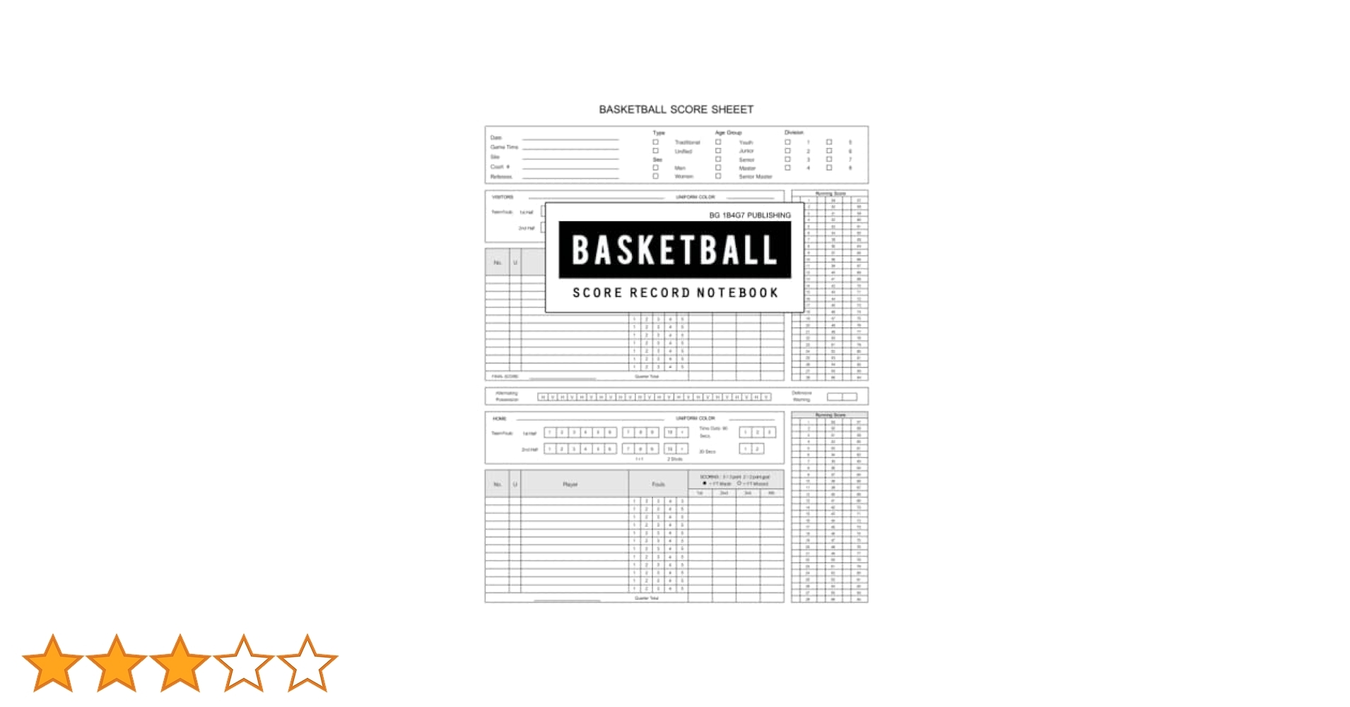 Basketball Score Book Scoring Game Record Level Keeper Card Has Room For Many Details Of A Game Including A Roster And Player Stats fouls Scoring 