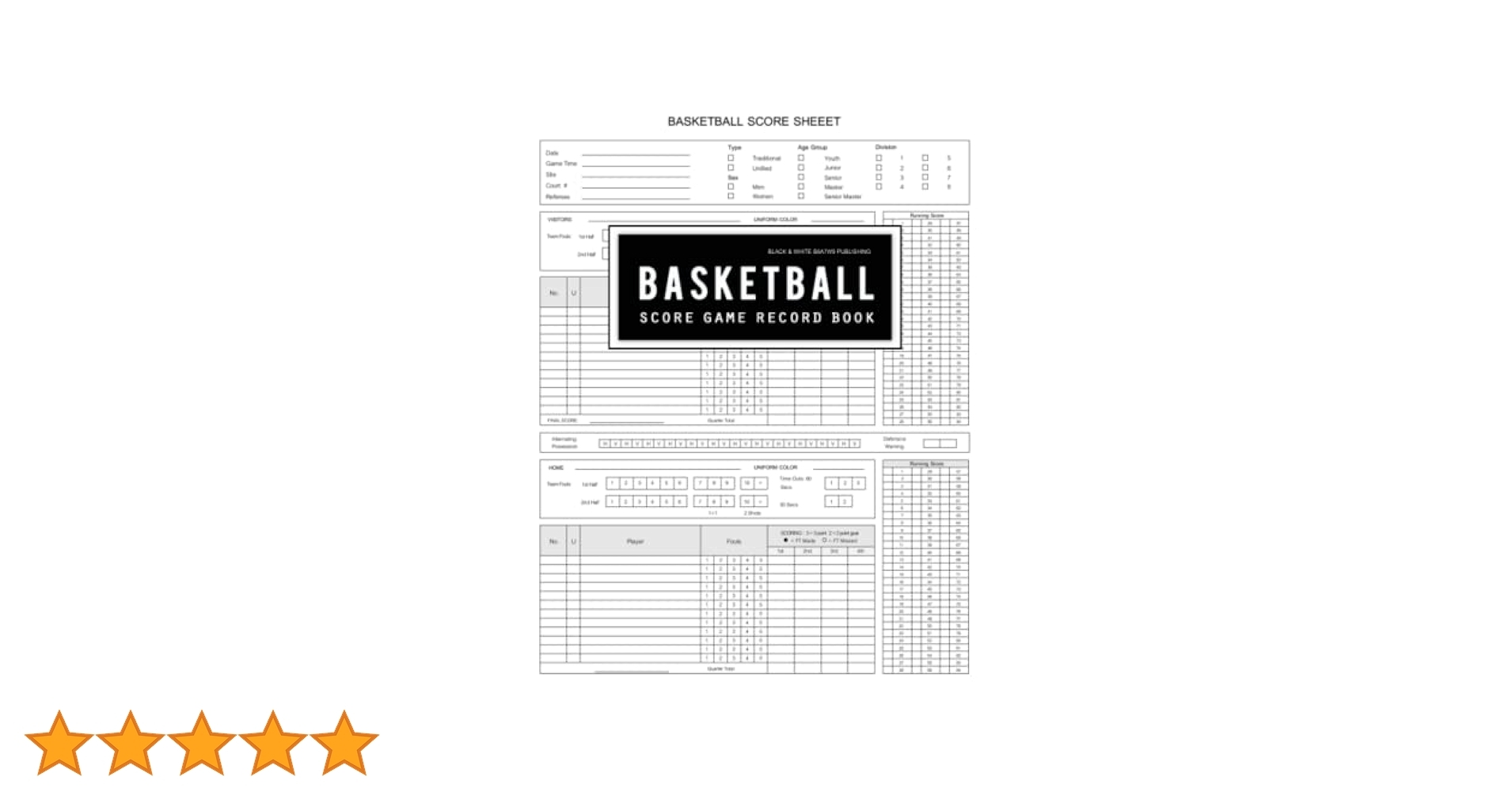 Basketball Score Book Scoring Game Record Level Keeper Card Has Room For Many Details Of A Game Including A Roster And Player Stats fouls Scoring 