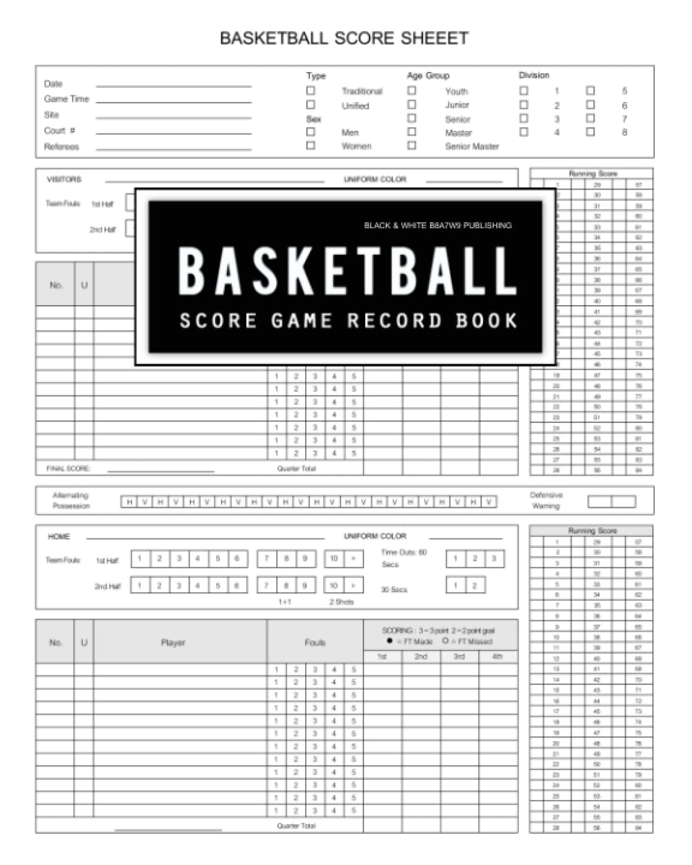 Basketball Score Book Scoring Game Record Level Keeper Card 