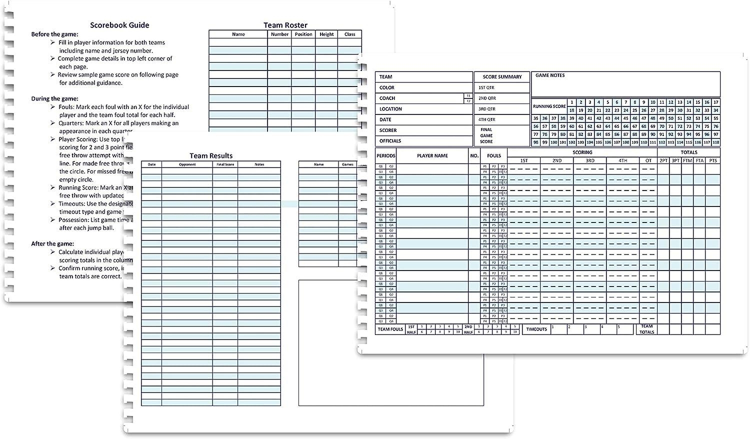 Middle School Basketball Score Sheet
