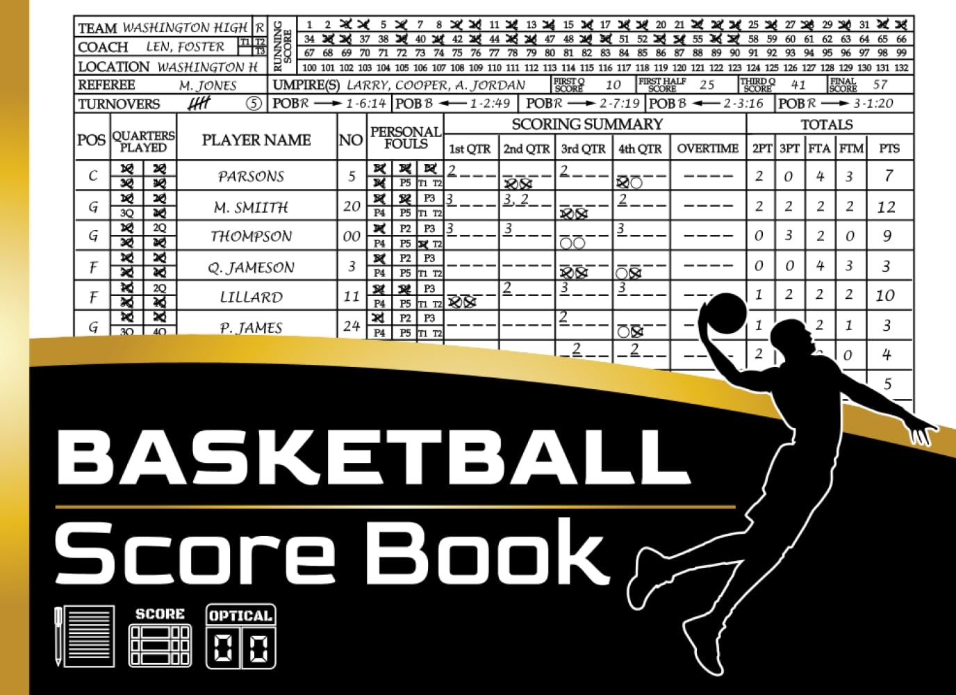 Basketball Scorebook Side By Side Score Sheets For Middle 