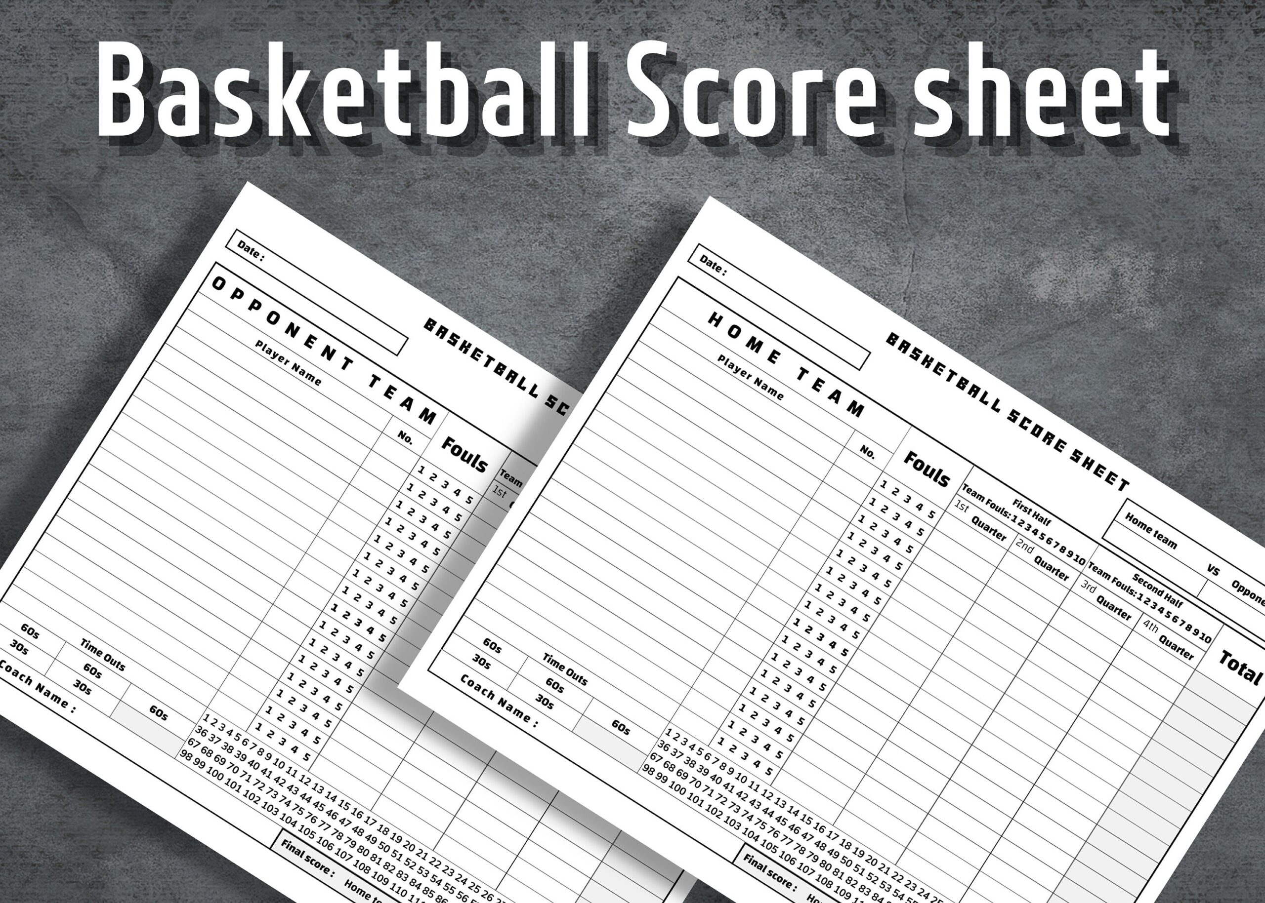 Basketball Stat Sheet Etsy