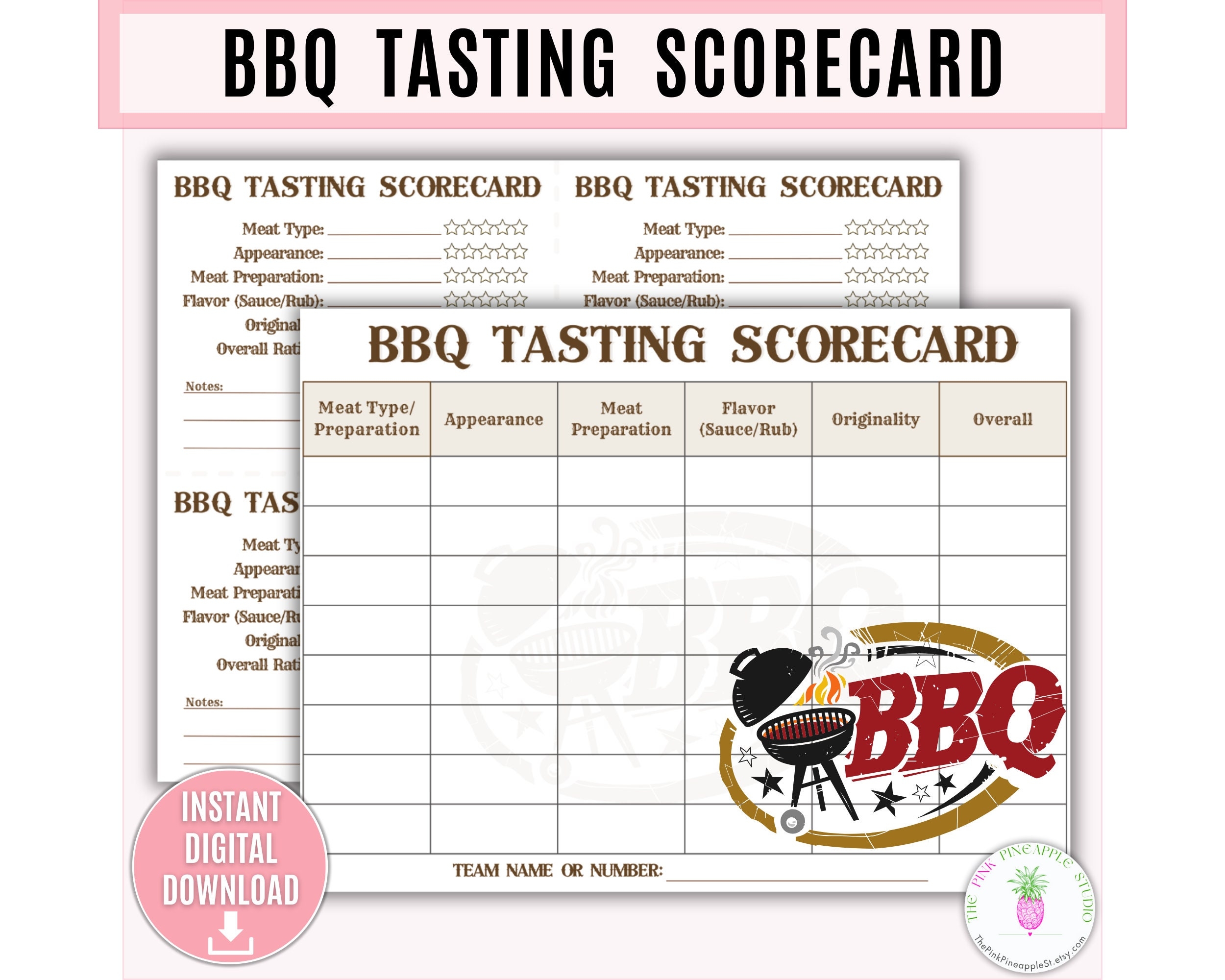 BBQ Tasting Scorecard Printable Template Barbecue Cookoff Party Food Tasting Game BBQ Judging Sheet Grill Cook Off BBQ Competition Ballot Etsy