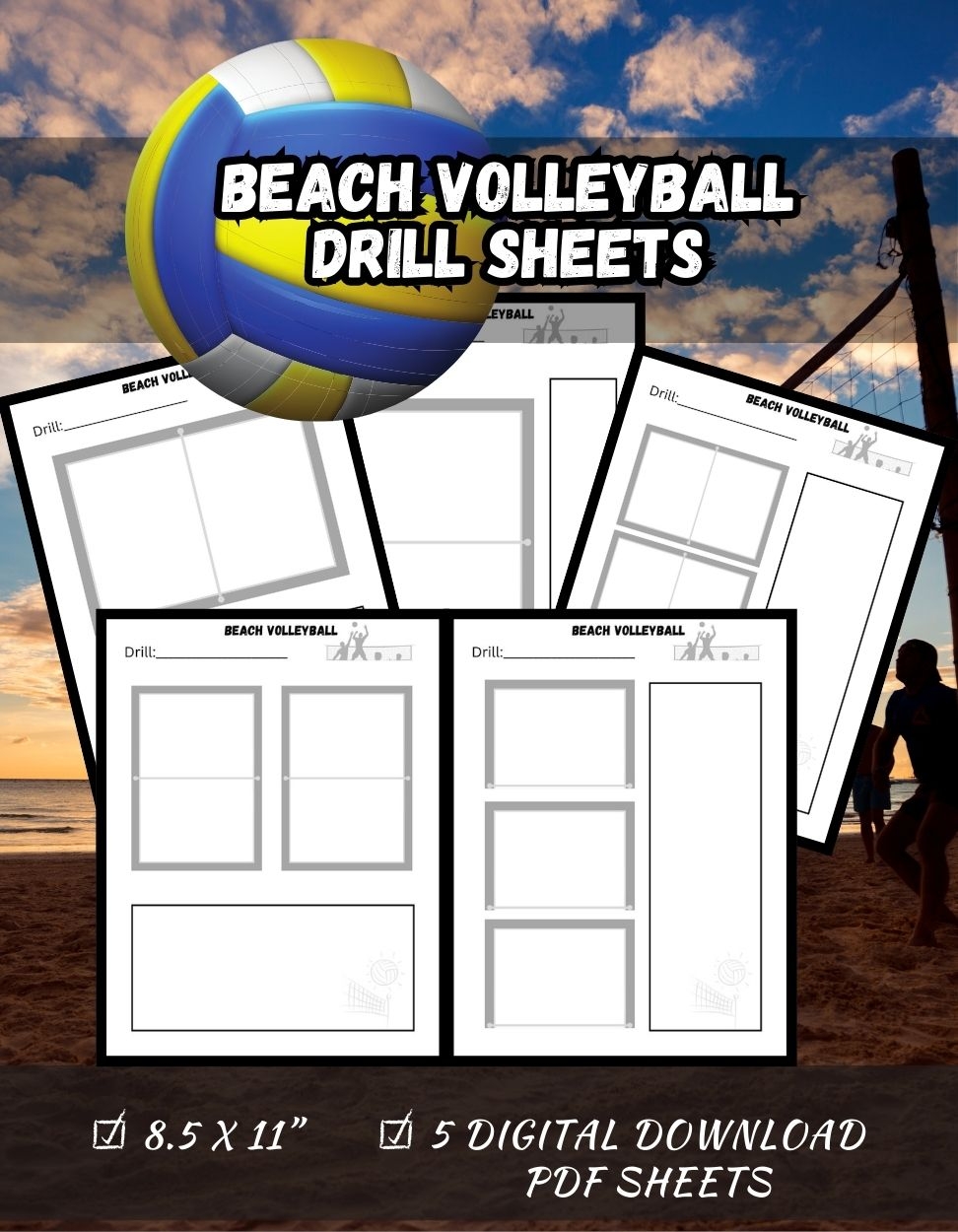 Beach Volleyball Drill Sheets 8 5x11 5 Digital Downloads Classful