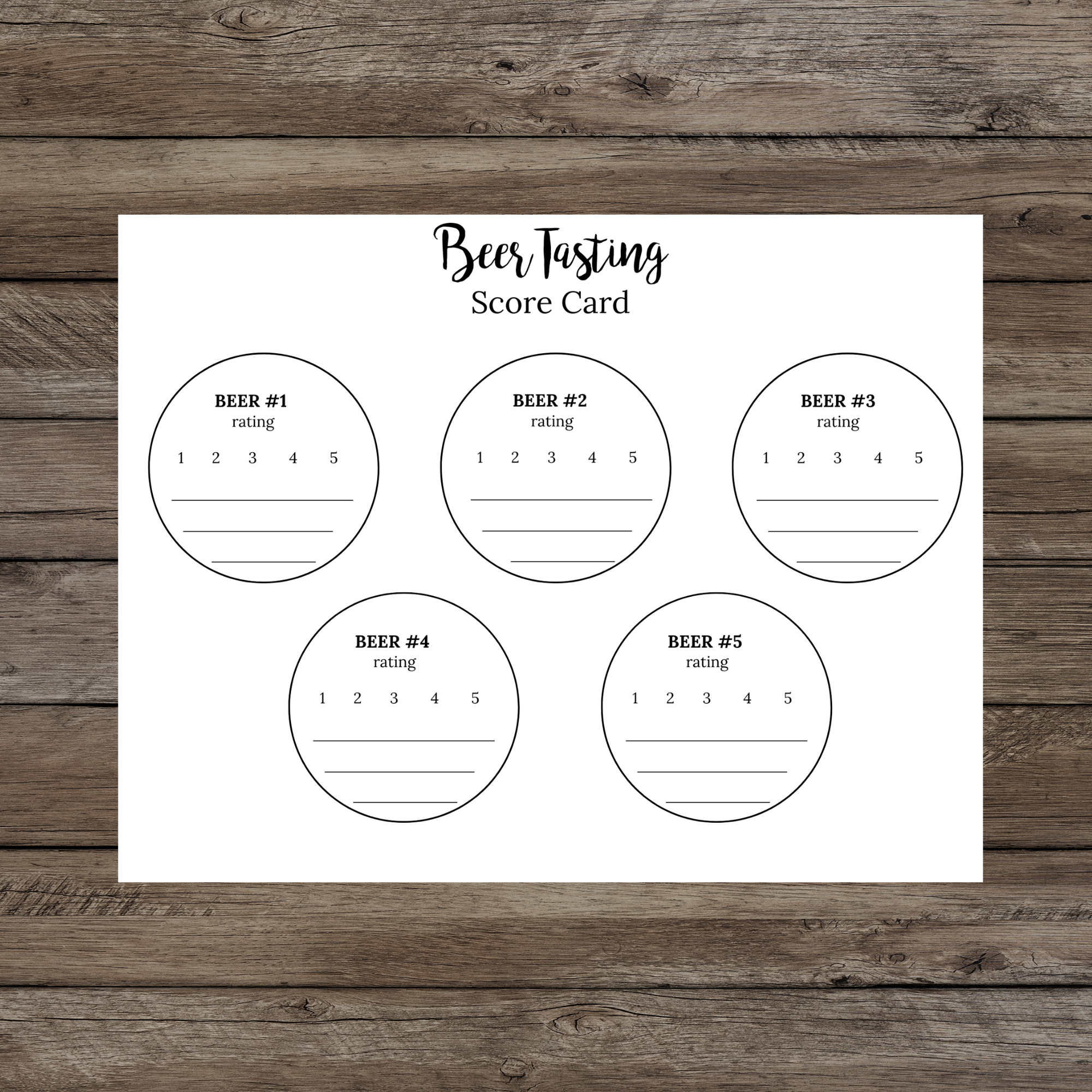 Beer Tasting Placemat Beer Tasting Scorecard Beer Tasting Placemat Beer Tasting Scorecard
