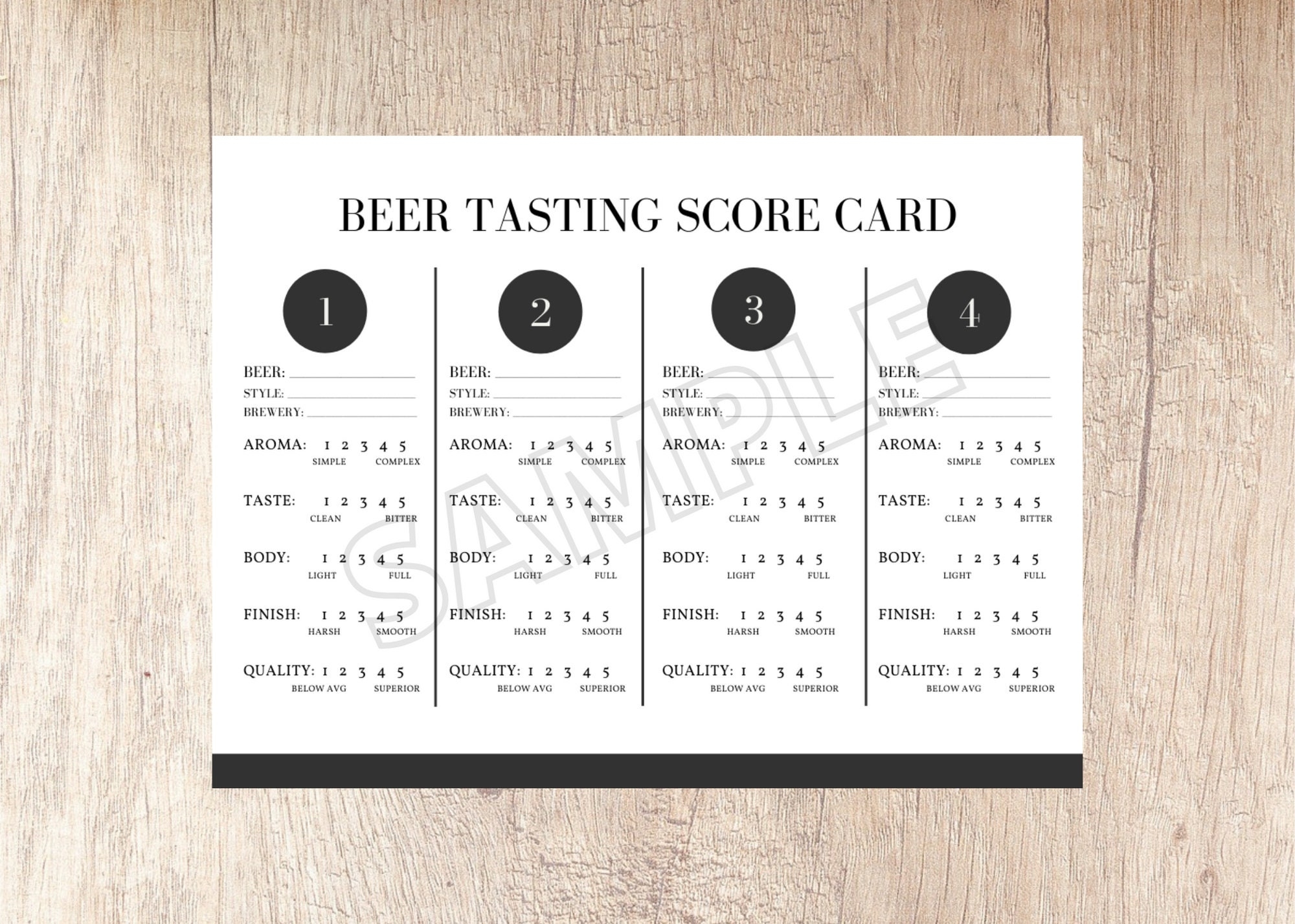 Beer Tasting Score Card Get Now Print Anytime PDF Style Beer Tasting Score Card Get Now Print Anytime PDF Style