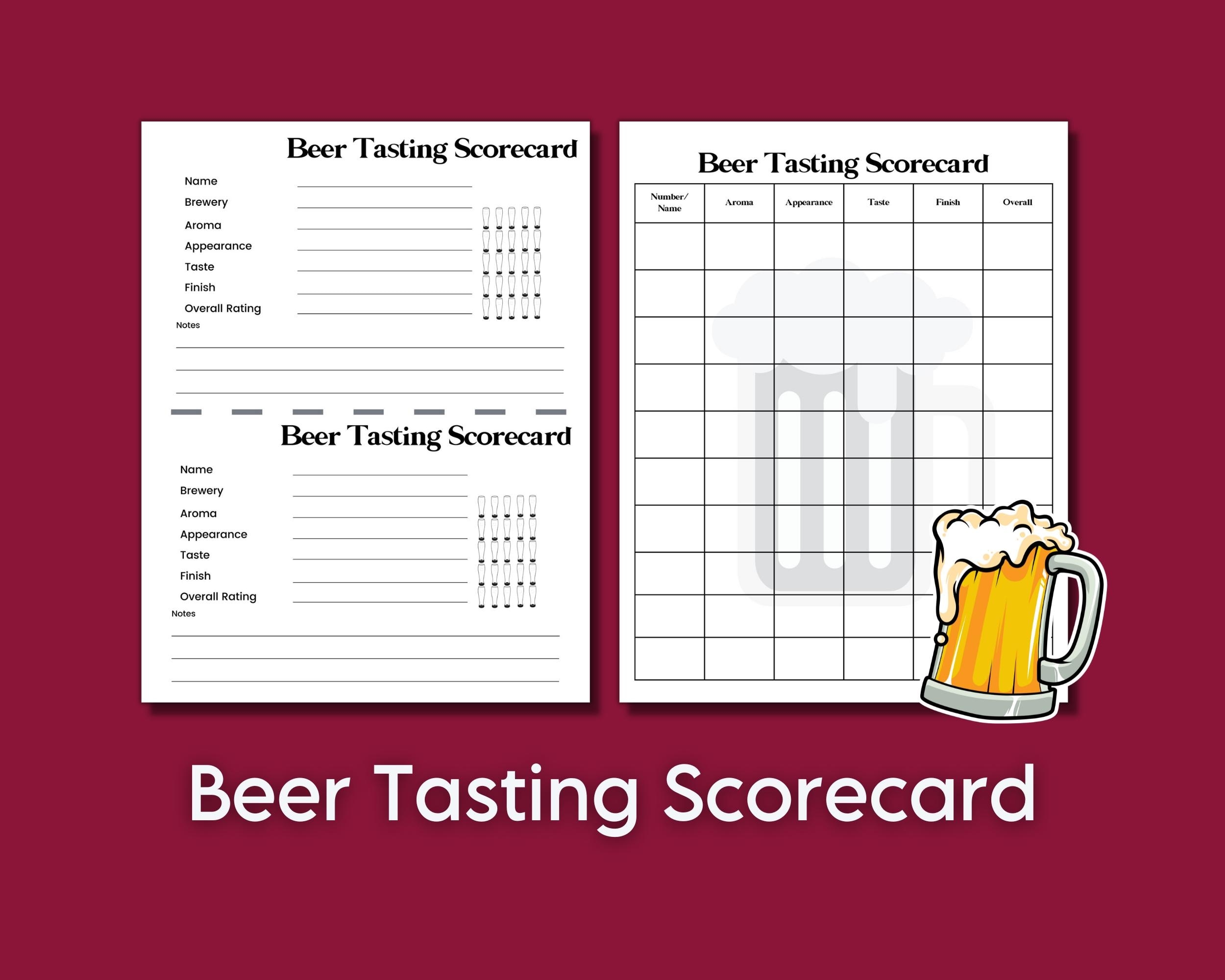 Beer Tasting Scorecard Beer Lover Score Card Brew Pub Craft Beer Rating Fall Fest Beer Log Brewery Pub Scorecard For October Party Events Etsy