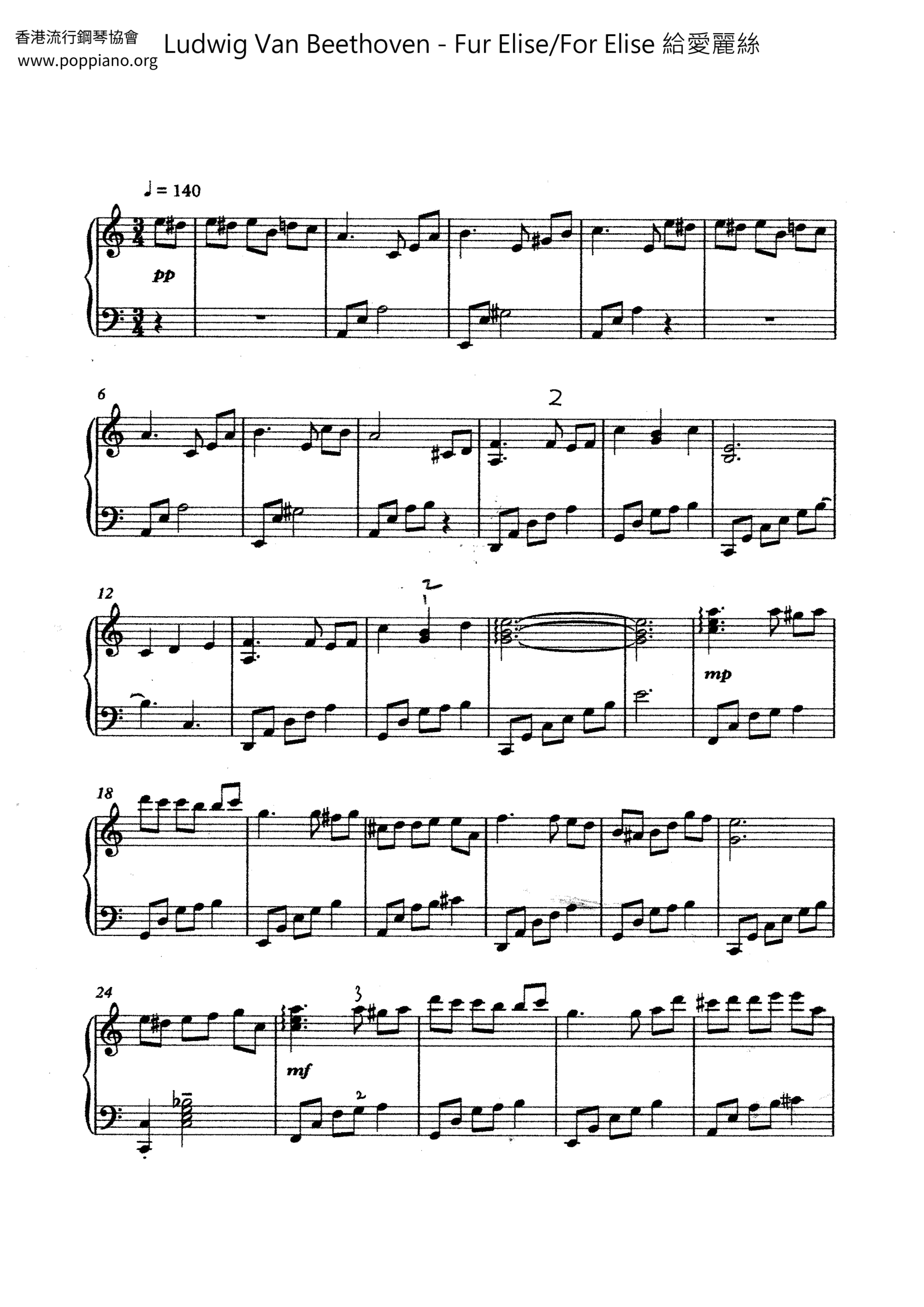  Beethoven Fur Elise Sheet Music Pdf Free Score Download 