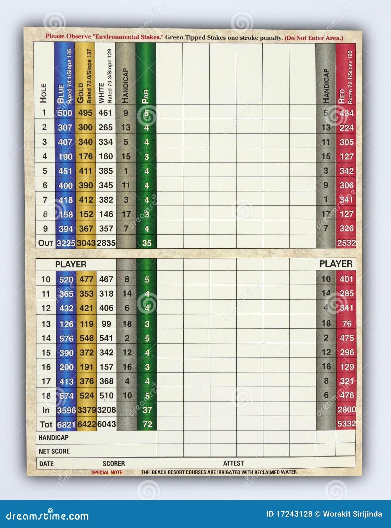Golf Score Sheets Printable