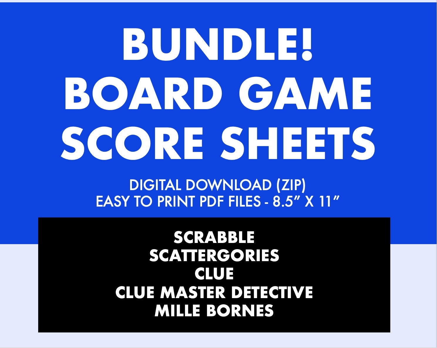 Board Game Score Sheet Bundle Clue Scrabble Scattergories 