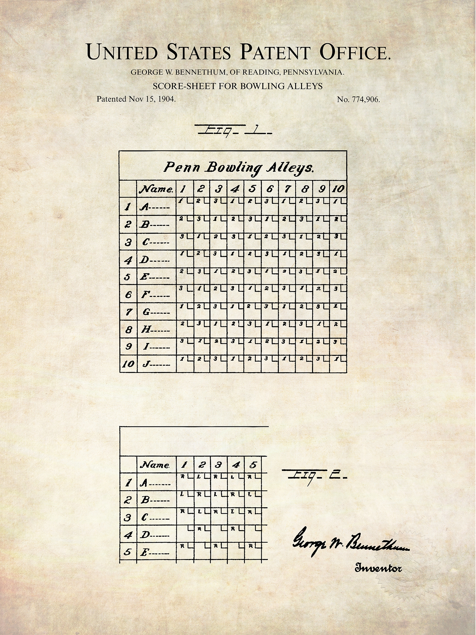 Bowling Score Sheet Filled Out
