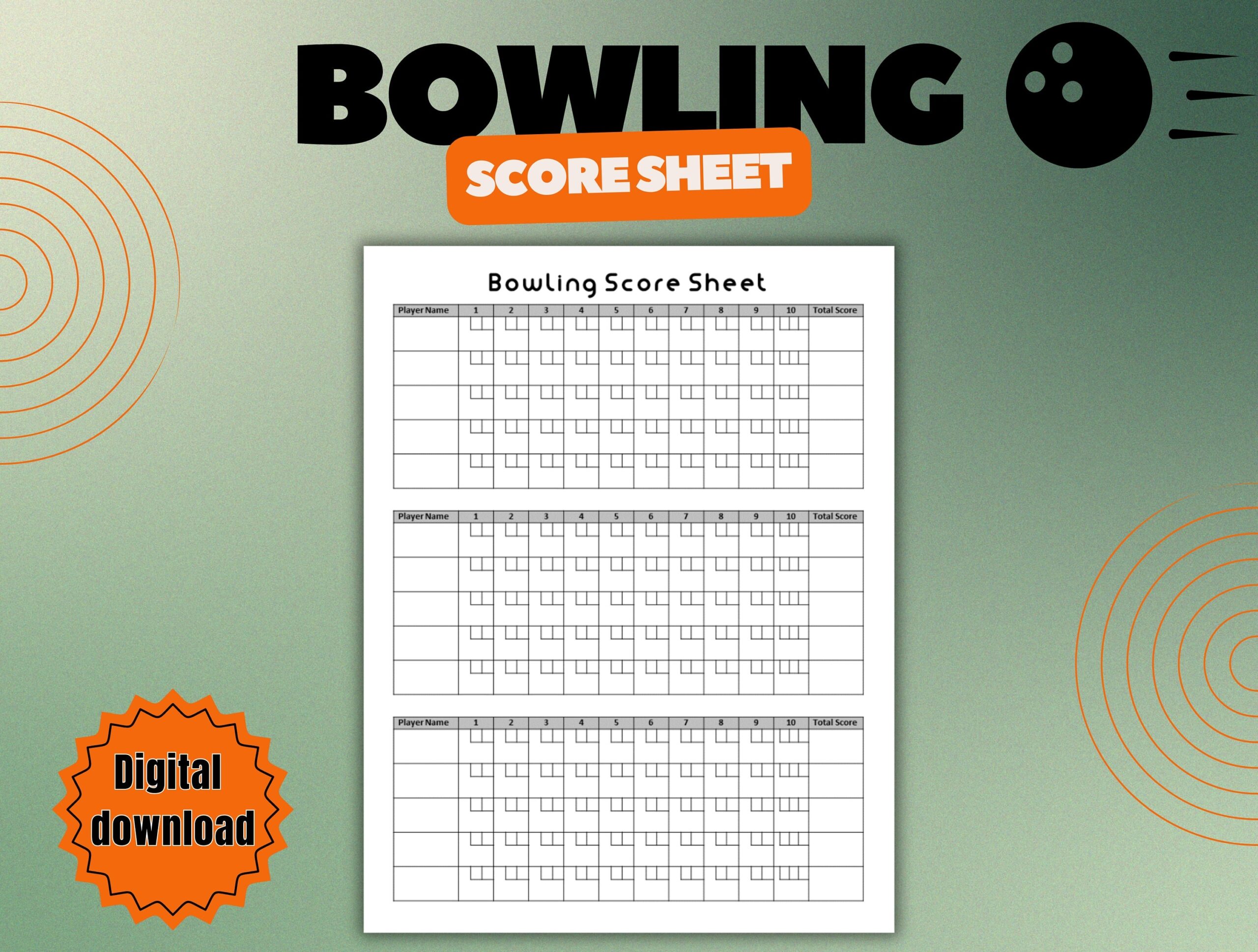 Bowling Score Sheet Bowling Score Sheets For Bowlers To Record And Track Game Stats Bowling Score Printable Bowling Team Etsy