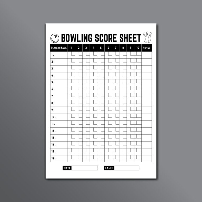 Bowling Score Sheet Printable Bowling Score Card Bowling 