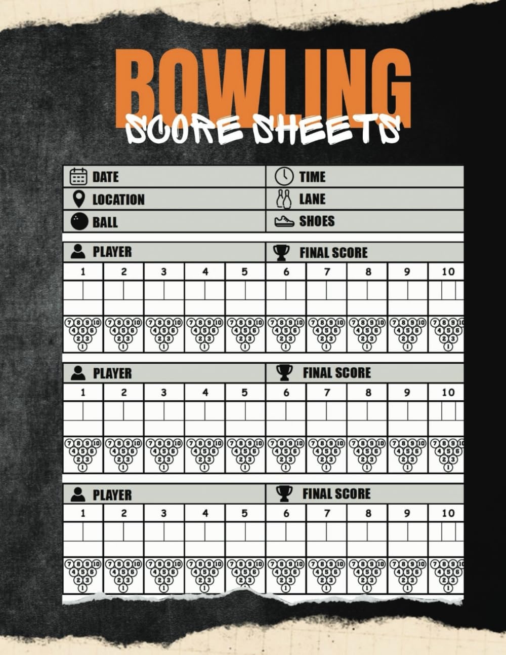 Bowling Score Sheets Score Keeper Log Book For Bowlers Bowling Leagues And Kids To Record And Track Spares Strikes Date Location Shoe Lane Type Of Ball 8 5