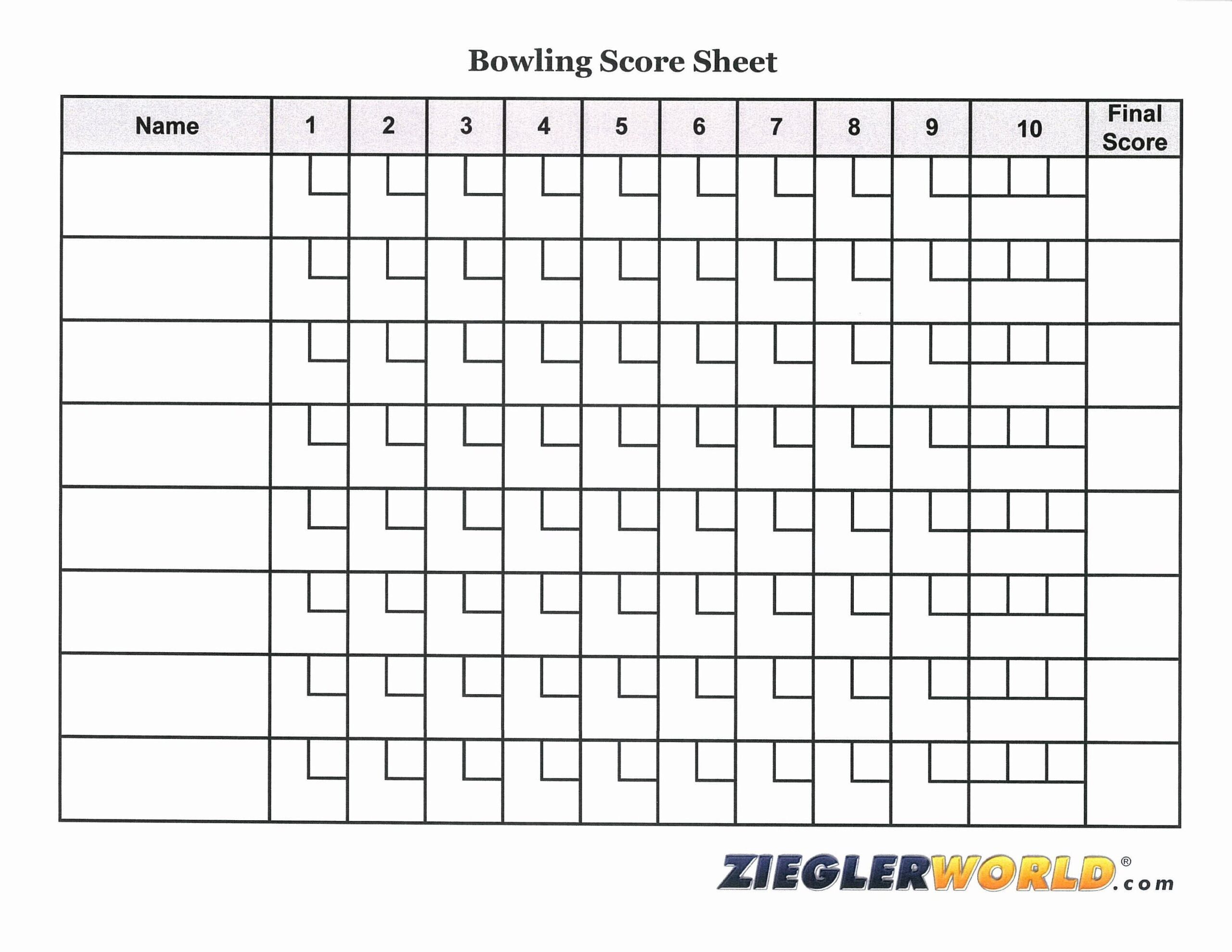 Bowling Scorecard Digital Download Printable Keep Score Easily 