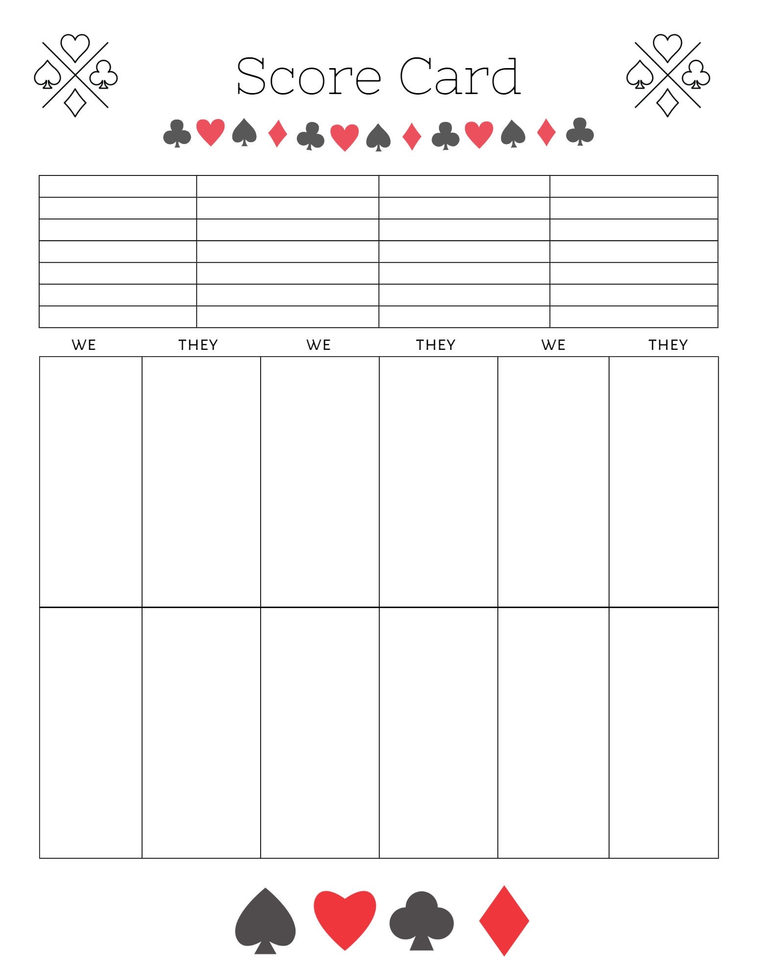 Bridge Rules Template Bridge Scorecard Template Board Game Rules 