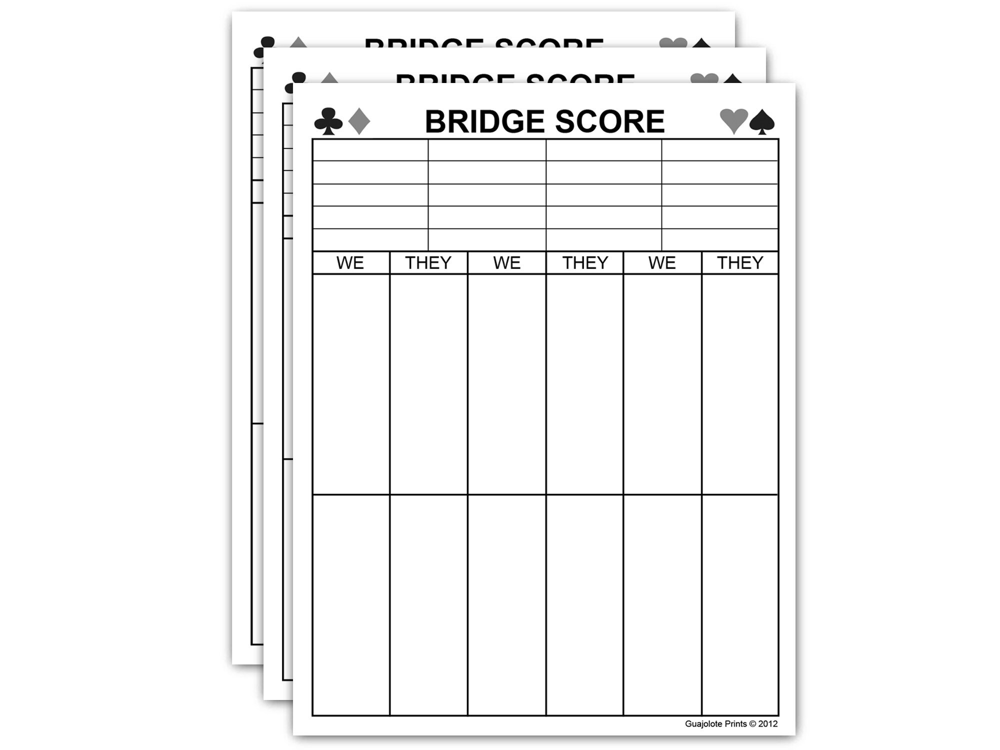 Bridge Score Small Note Pads 3 Pack By Guajolote Prints