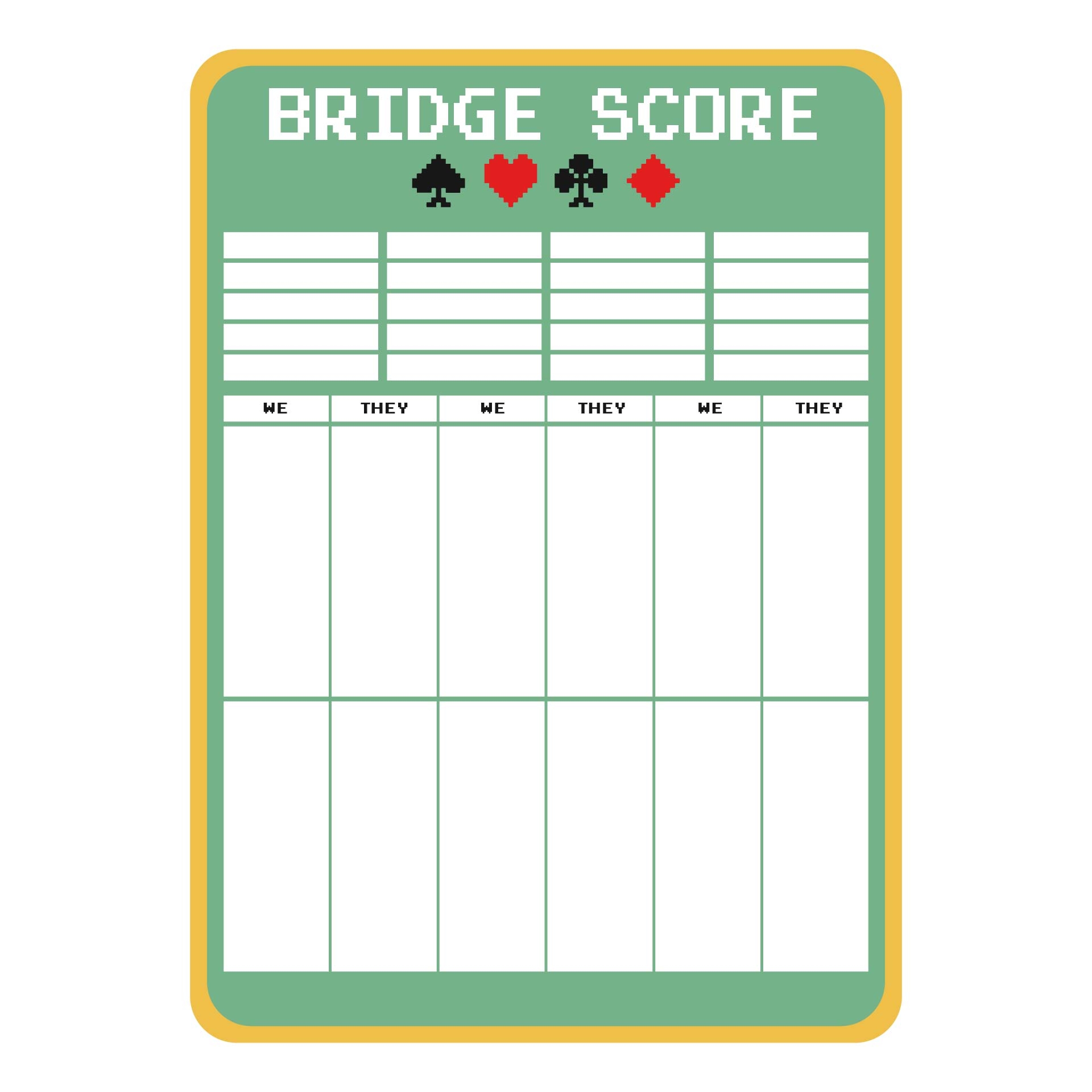 Bridge Score Sheet Template