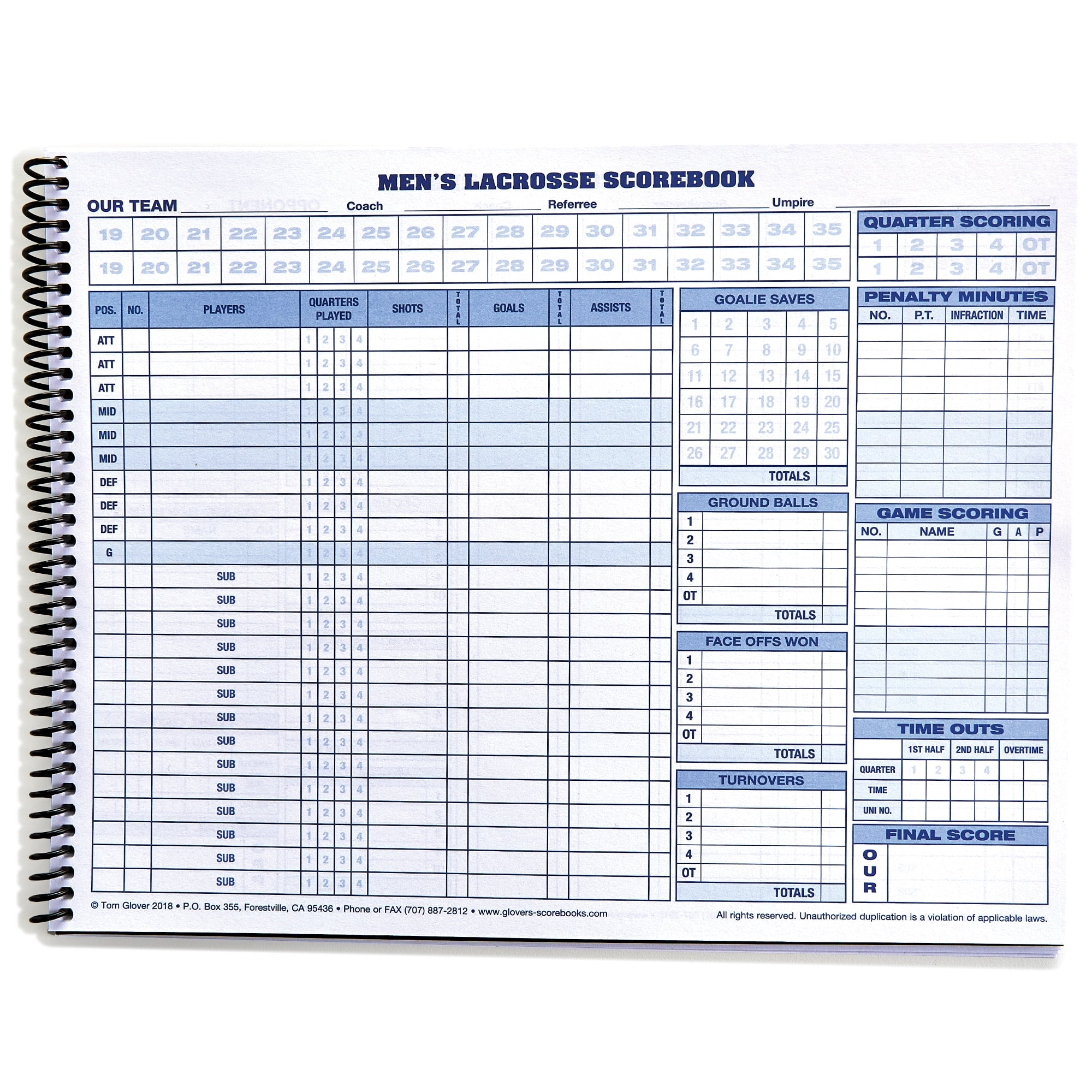 BSN SPORTS Men s Lacrosse Scorebook