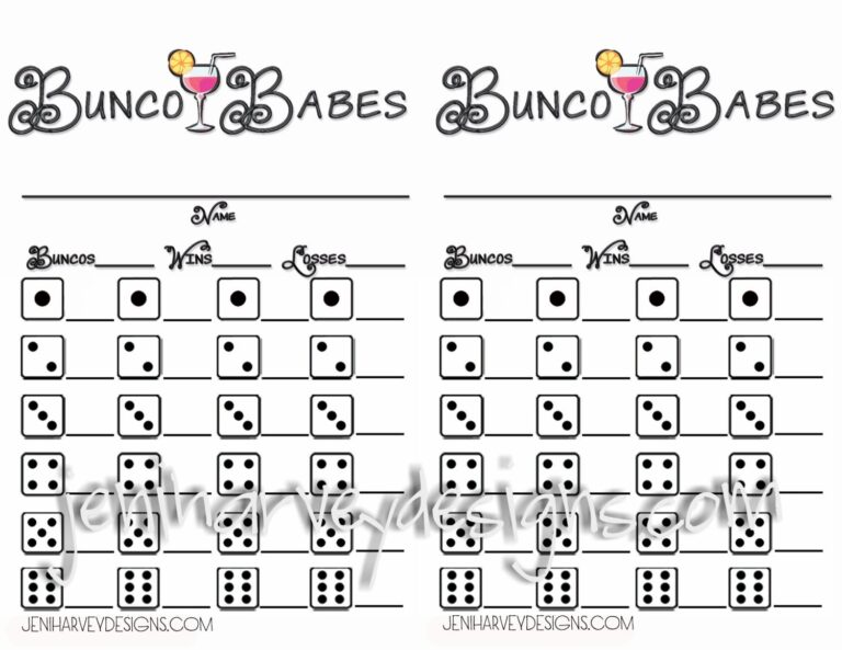 Bunco Babes Bunco Score Sheet Etsy