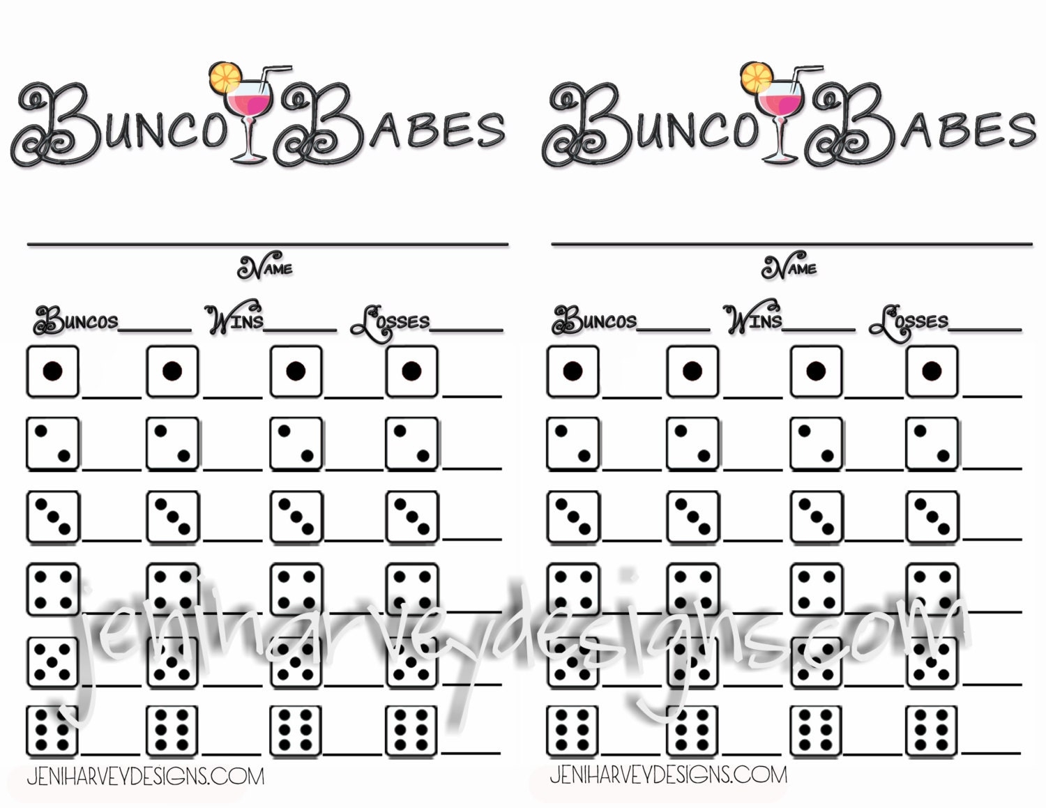 Bunco Babes Bunco Score Sheet Etsy Bunco Babes Bunco Score Sheet Etsy