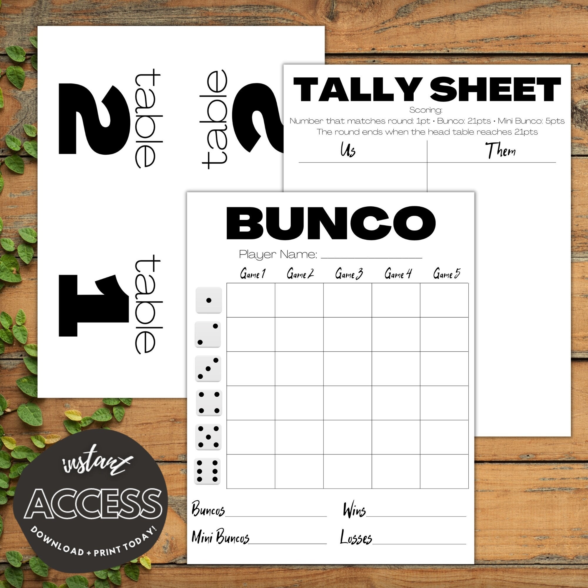 Bunco Game Instant Download Printable Fun Party Activity Game Pack With Scorecard Tally Sheet Table Numbers Group Activity Bunco Game Instant Download Printable Fun Party Activity Game Pack With Scorecard Tally Sheet Table Numbers Group Activity