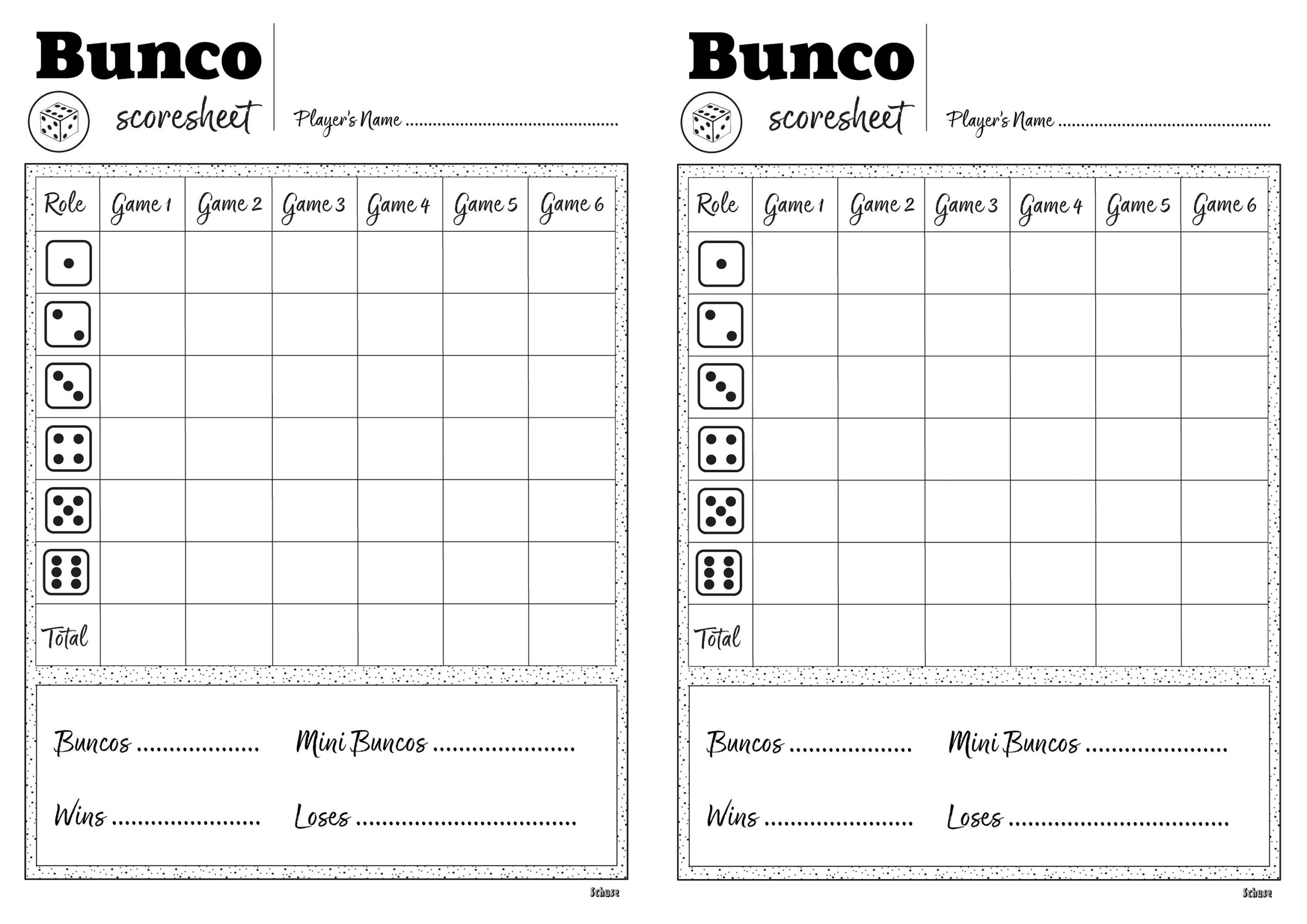 Bunco Printable Downloadable A4 Scoresheet Etsy