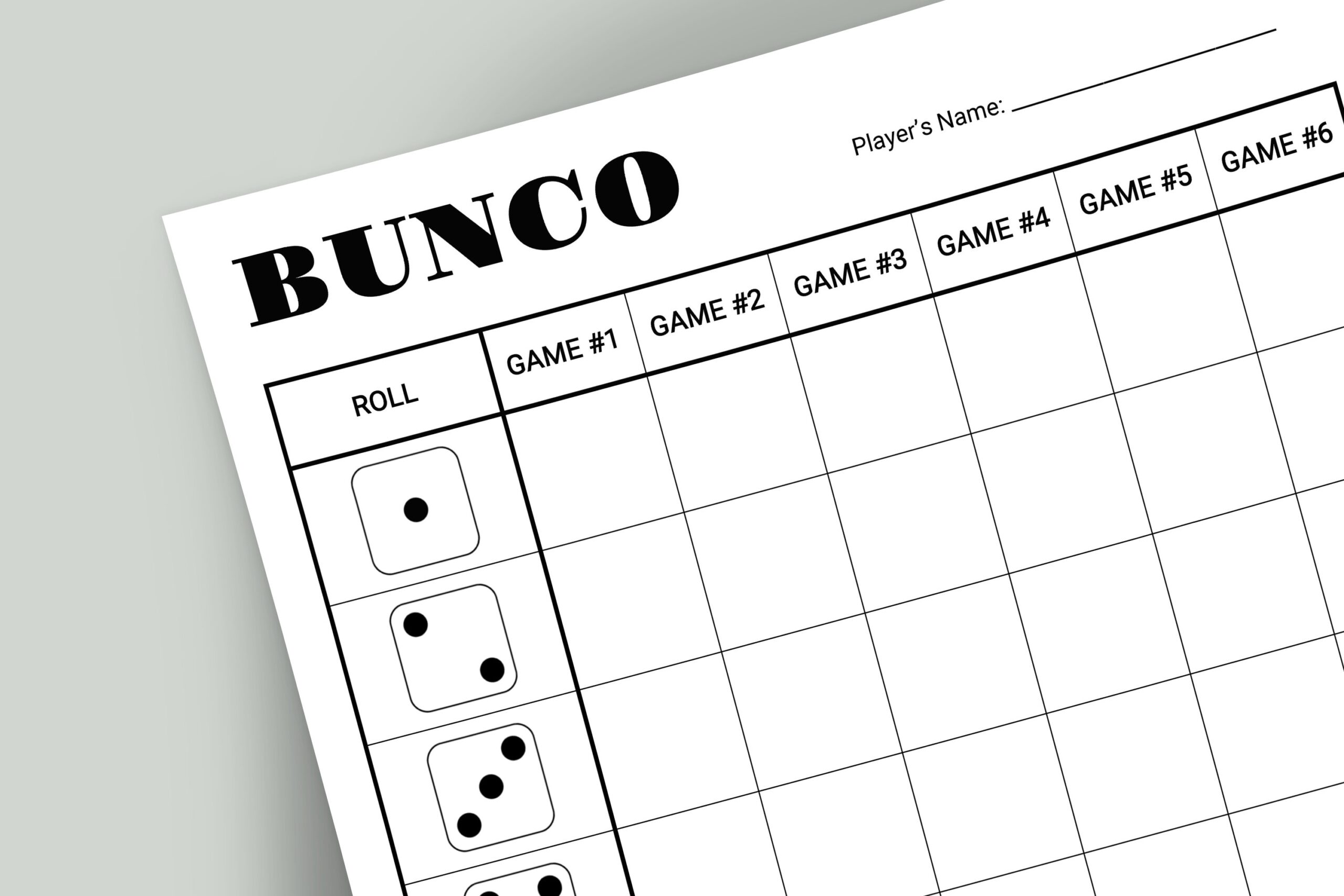 Bunco Baby Bunco Score Sheet
