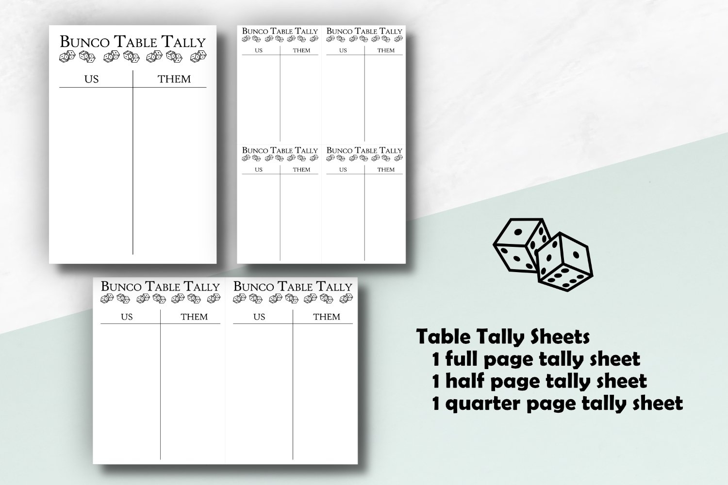 Bunco Score Cards Bunco Tally Sheets Game Night Rules