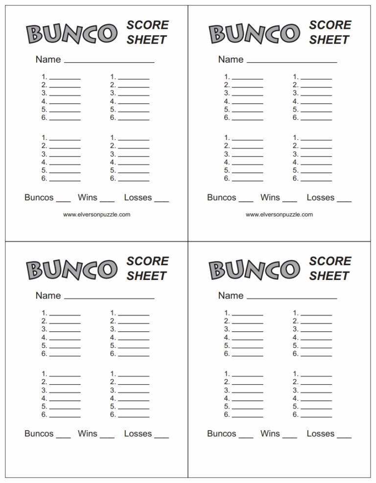 Bunco Score Sheet Free Download Create Edit Fill And Print
