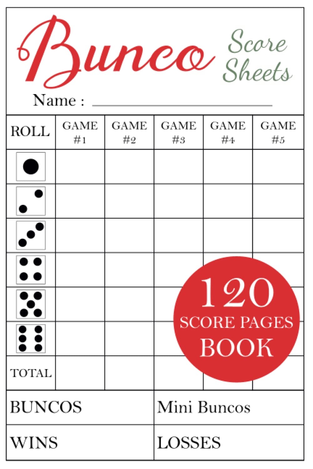 Bunco Score Sheets Paperback Bunco Game Score Pads Sheets 