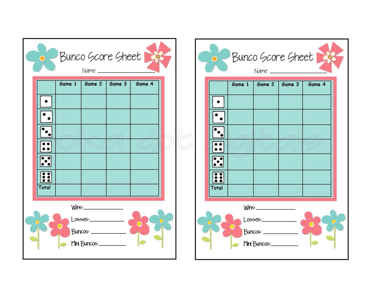 Buy 2 Get 1 Free Complete Set SPRING FLOWERS Floral Bunco Score 