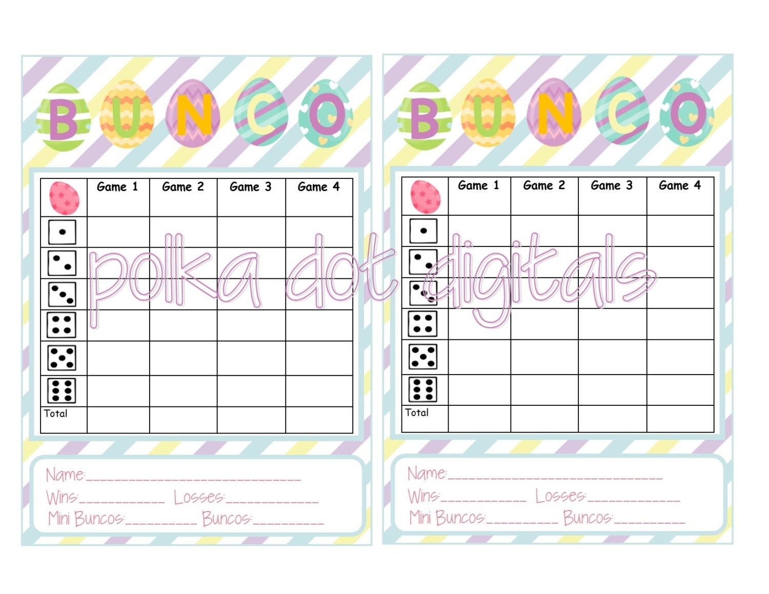 Buy 2 Get 1 Free EASTER EGG Complete Set Bunco Score Card Sheet With Matching Table Numbers Tally Sheet Printable Digtal File Download PDF Etsy
