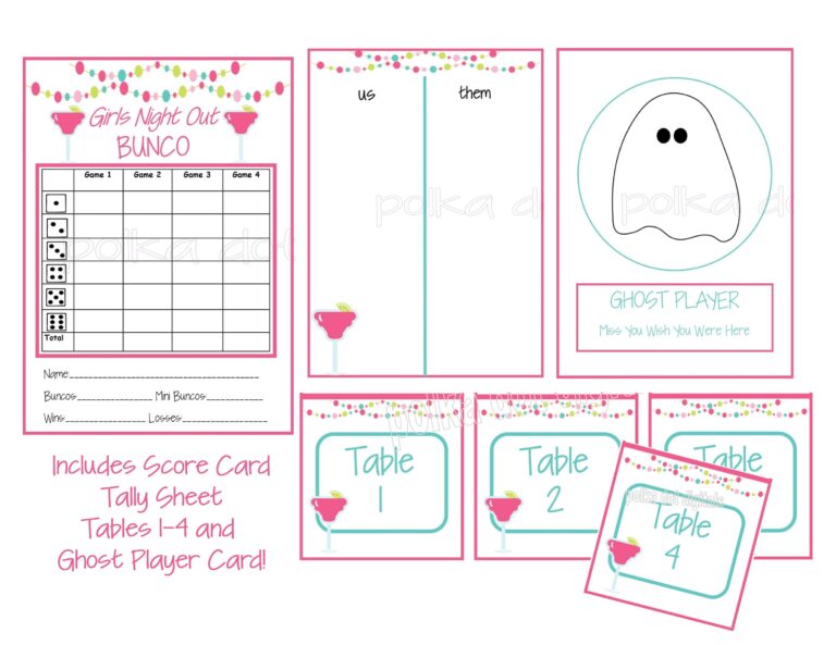 Buy 2 Get 1 Free MARGARITA GIRLS NIGHT Bunco Score Card Sheet 