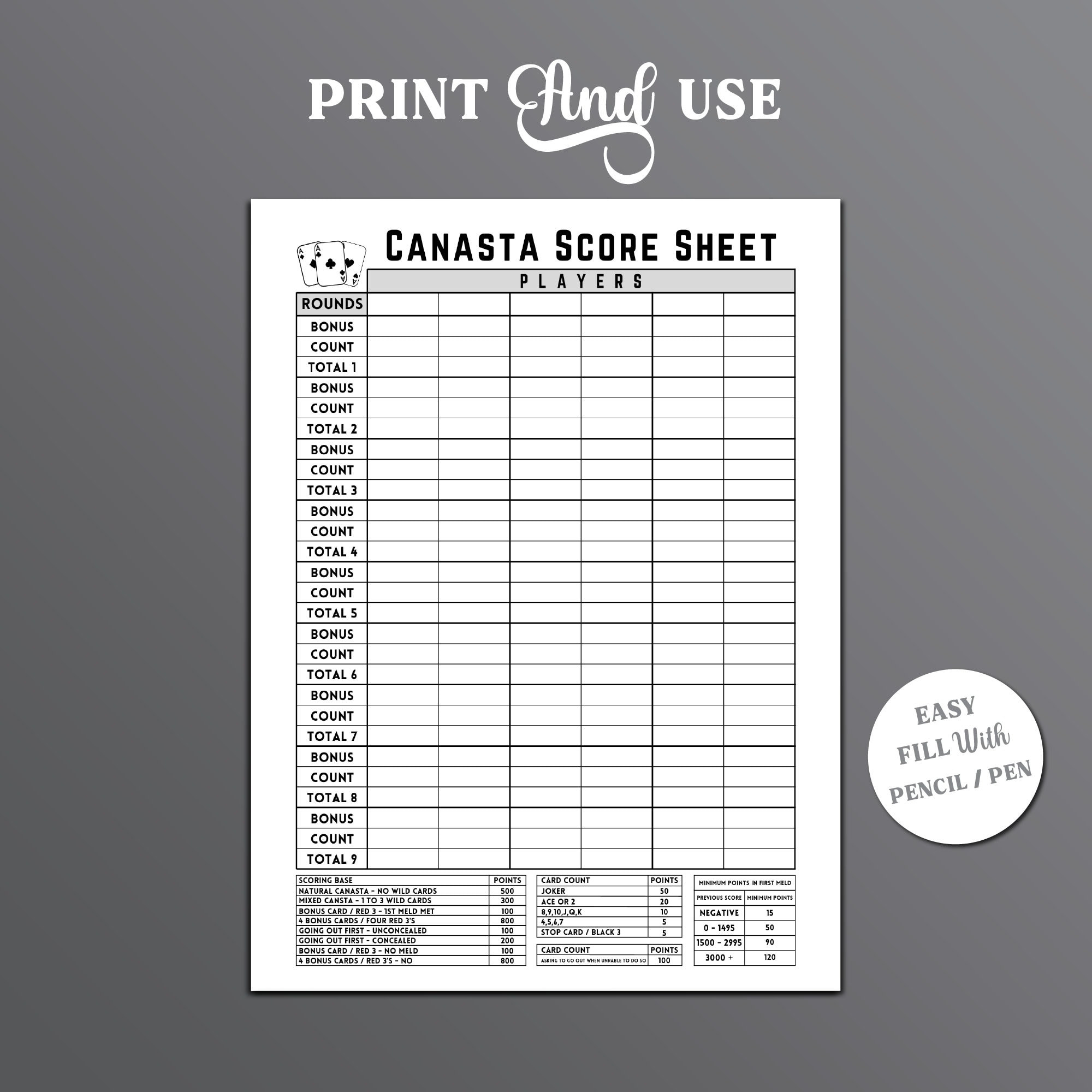 Canasta Score Sheet Canasta Card Game Score Sheet Printable Canasta Score Pad American Canasta Score Sheets Canasta Score Card Etsy Denmark