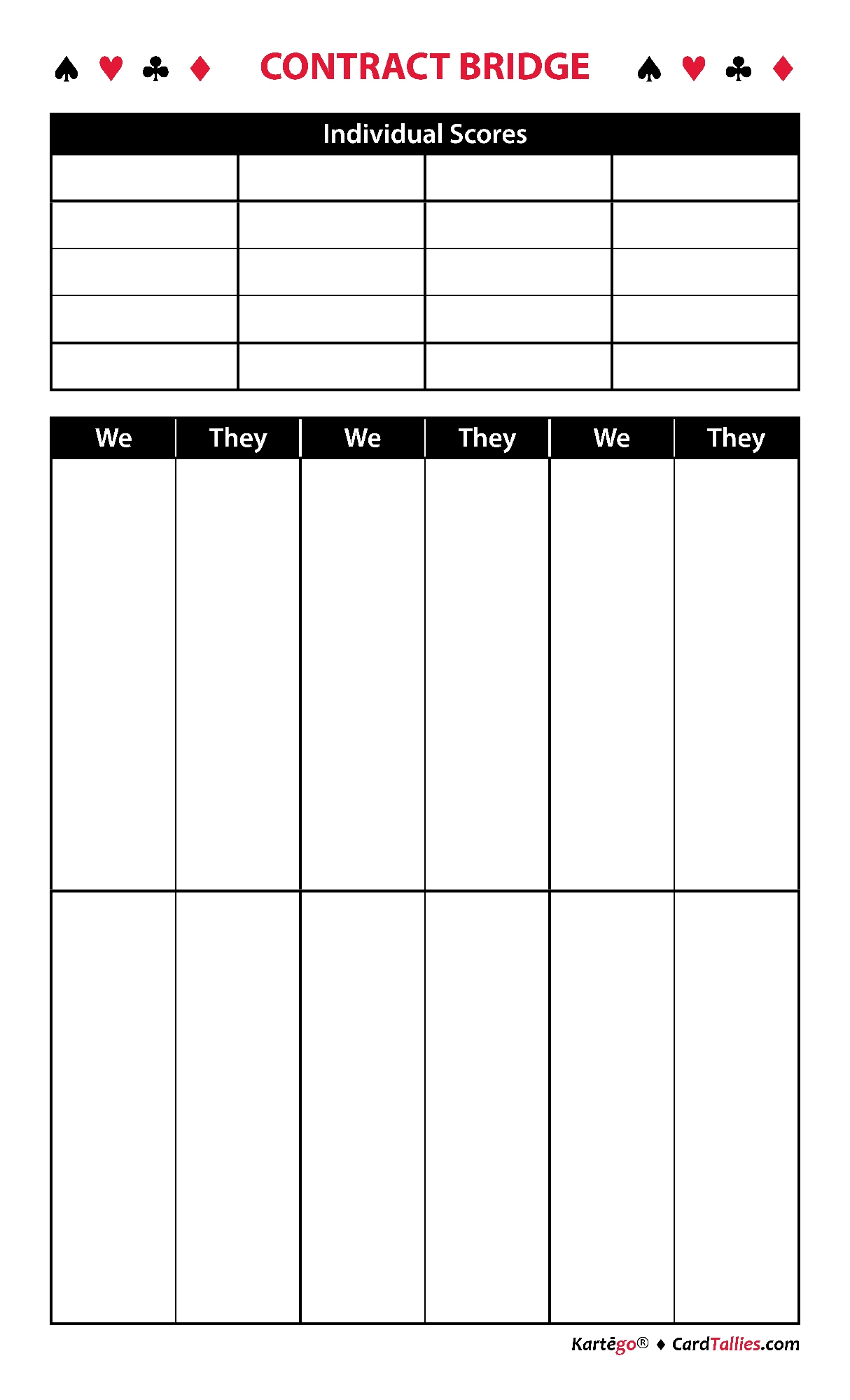 Free Printable Court Whist Score Sheets