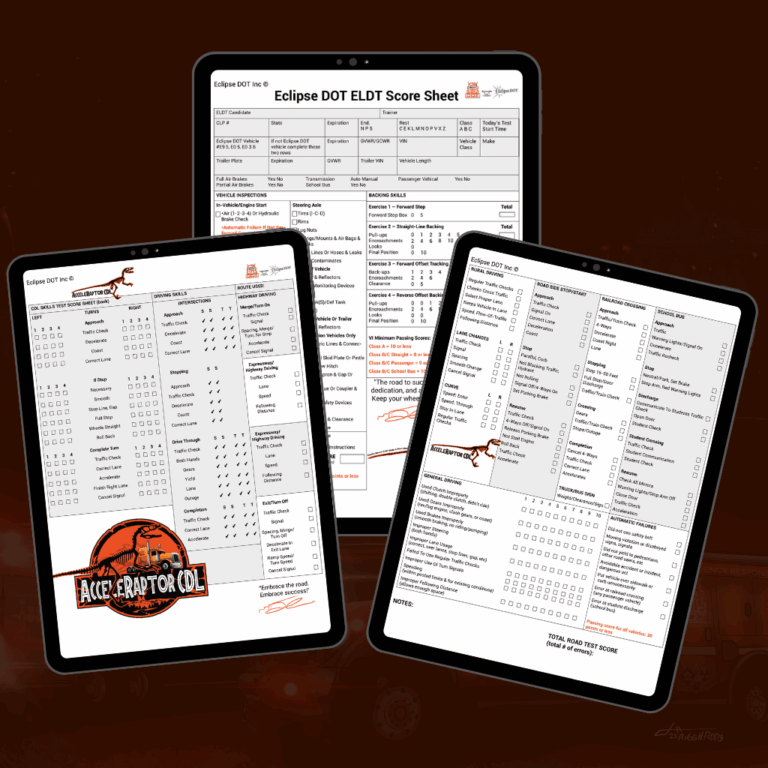 CDL Training Score Sheet Eclipse DOT