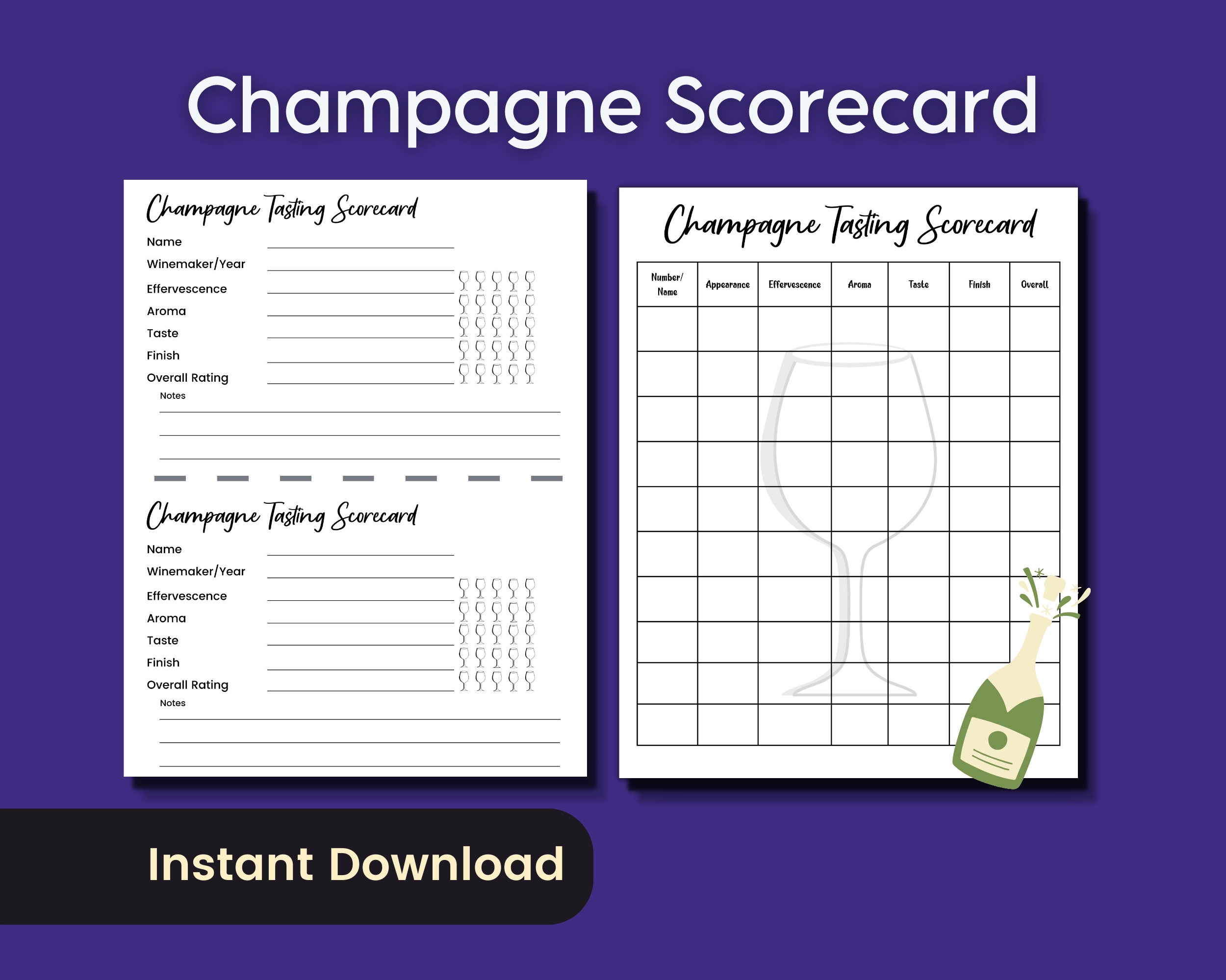 Champagne Tasting Score Card Champagne Party Blind Sparkling Wine Flight Taste Scorecard New Years Game Or Girl s Night Bubbly Hen Party Etsy