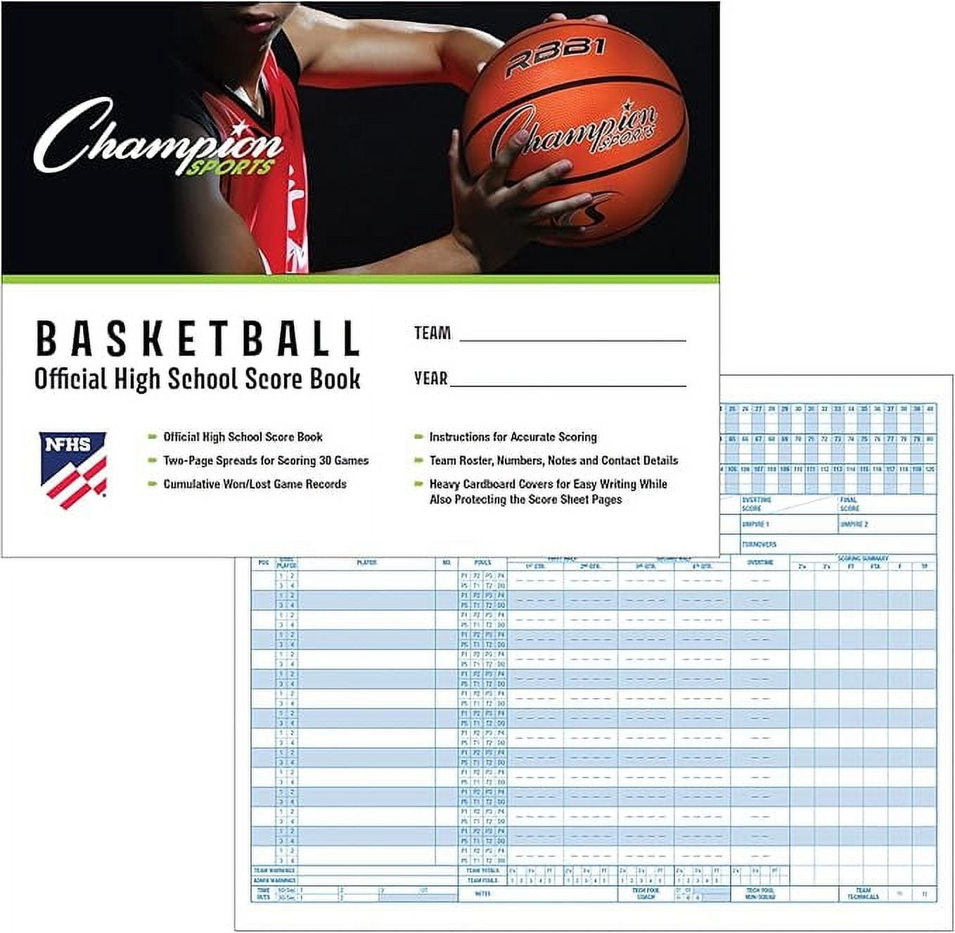 Champion Sports Unisex BB1 Coach And Referee Scorebooks White 30 GAMES US