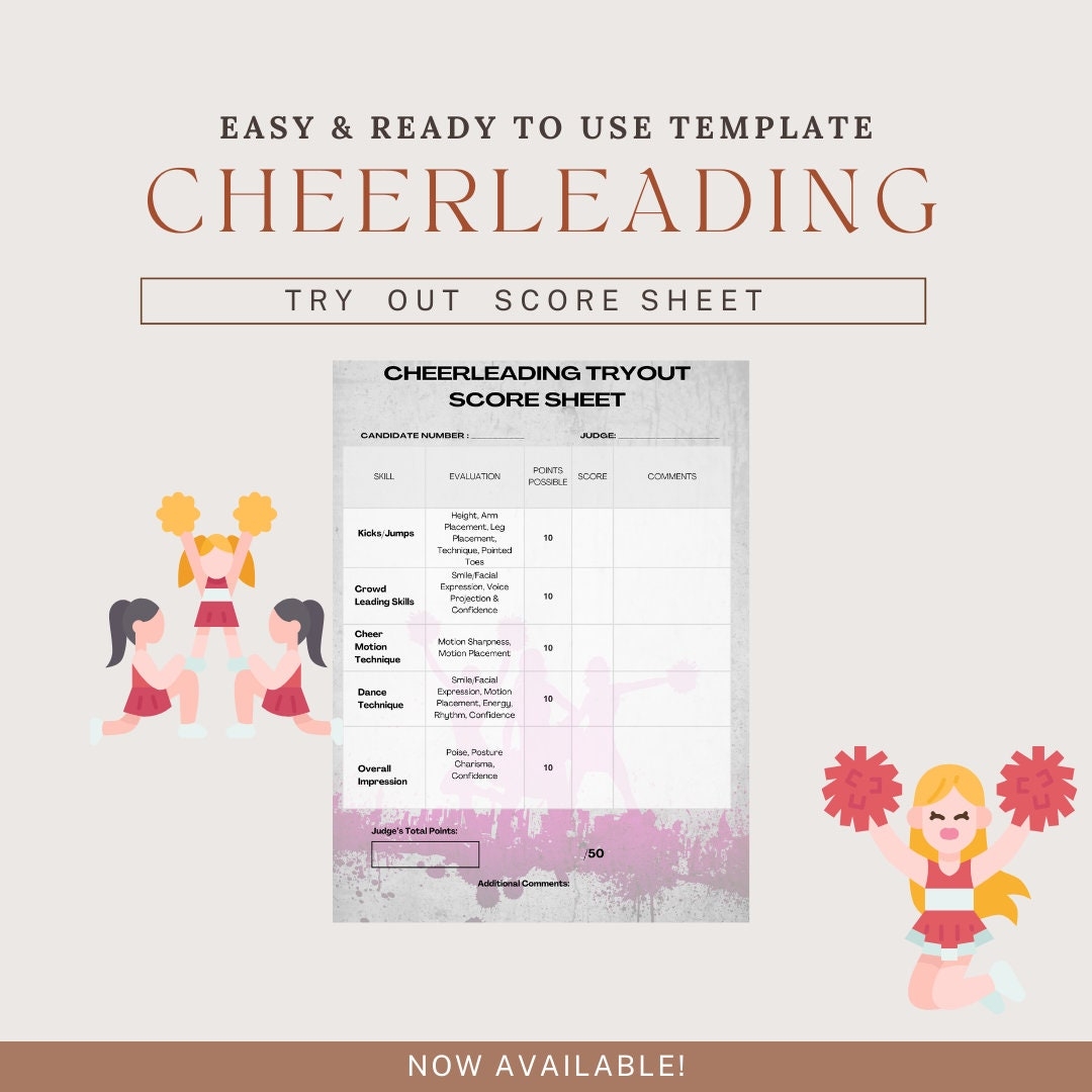 Cheerleading Try Out Score Sheet Etsy