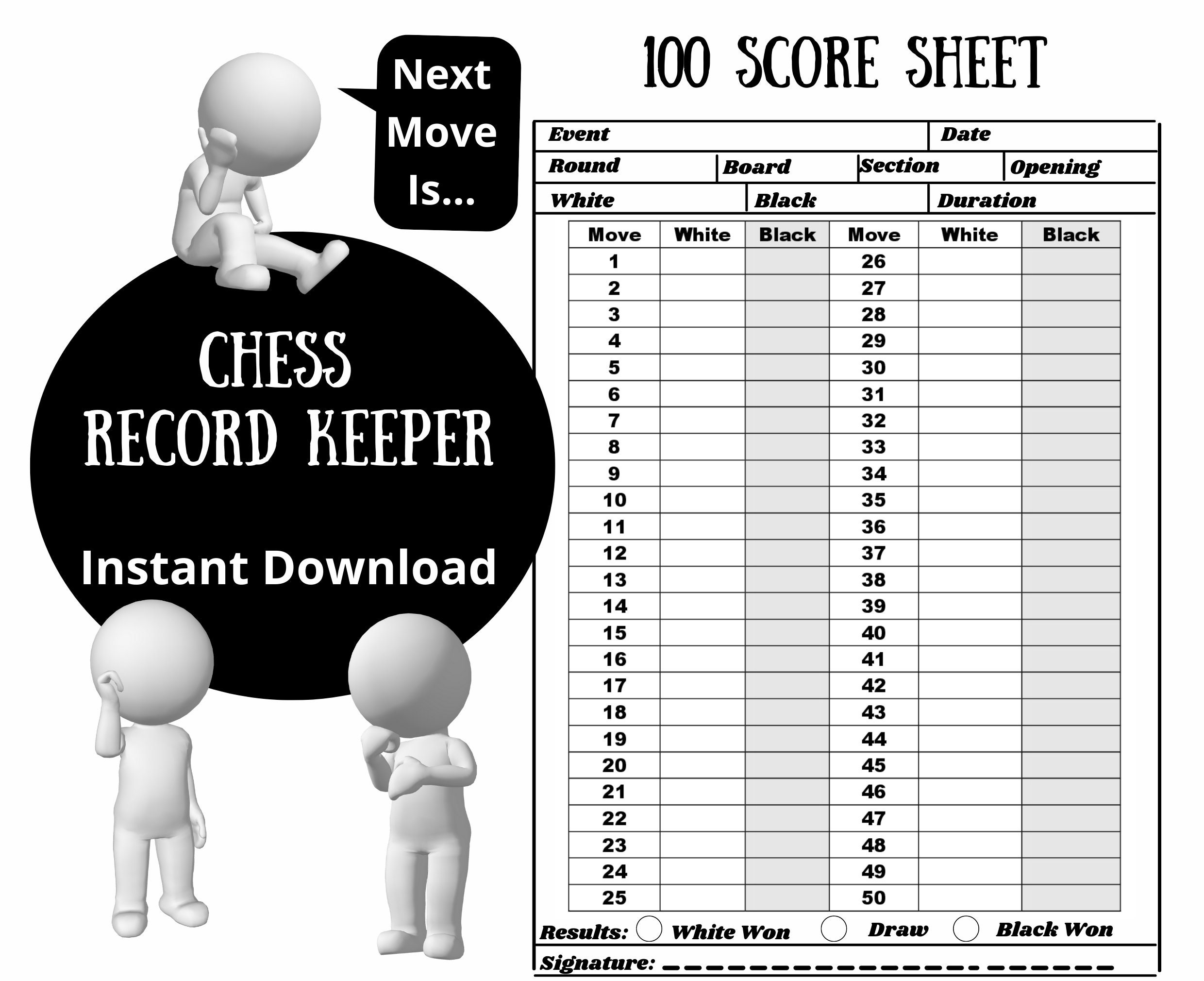 Chess Score Sheet Record And Track Your And Your Opponent Moves In A Practice Tournament Event Or Competition Download PDF Instant Print Etsy Denmark Chess Score Sheet Record And Track Your And Your Opponent Moves In A Practice Tournament Event Or Competition Download PDF Instant Print Etsy Denmark